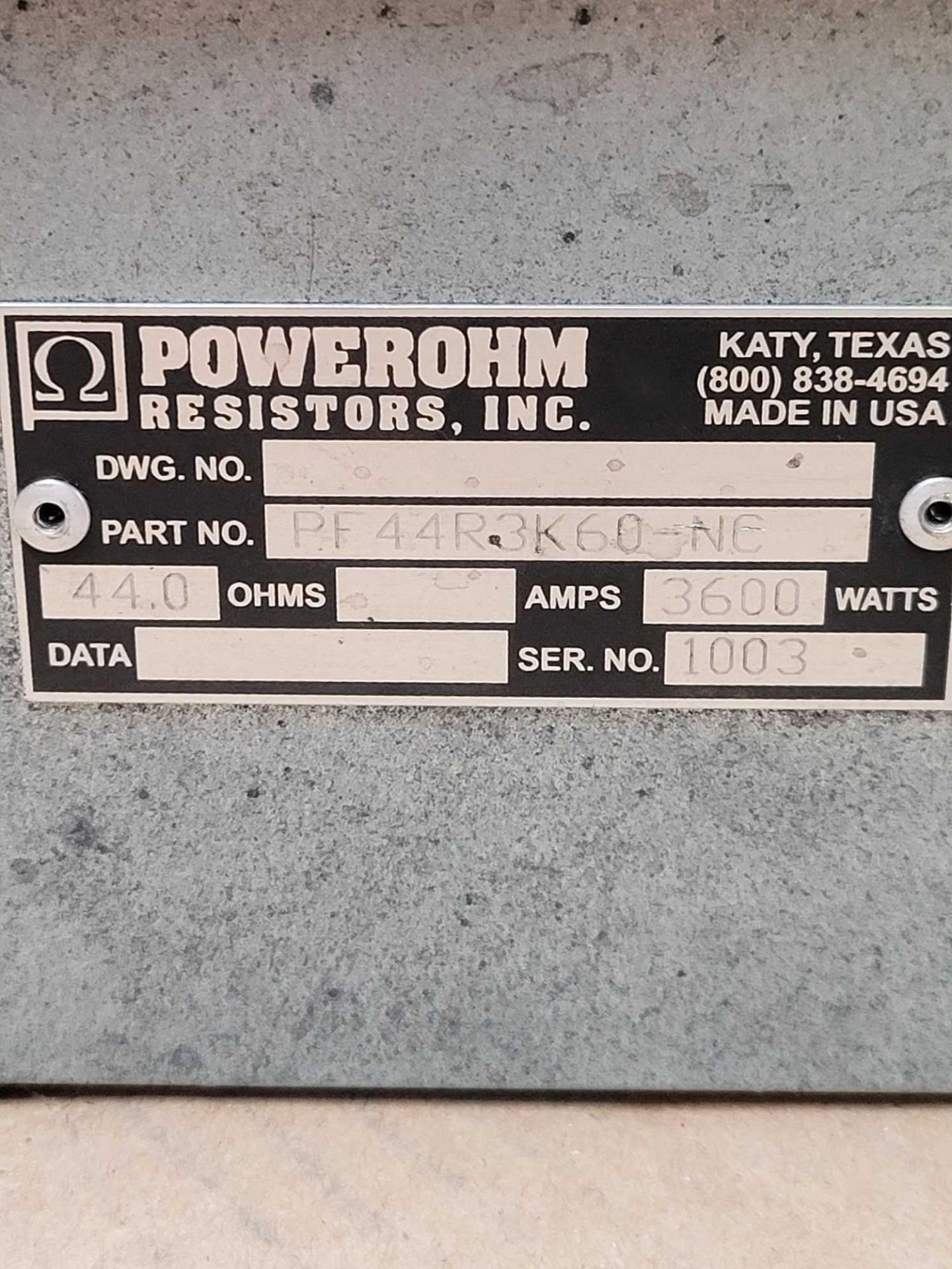 POWEROHM PF44R3K60-N6 / Braking Resistor  /  Lot Weight: 19.6 lbs - Bild 2 aus 4