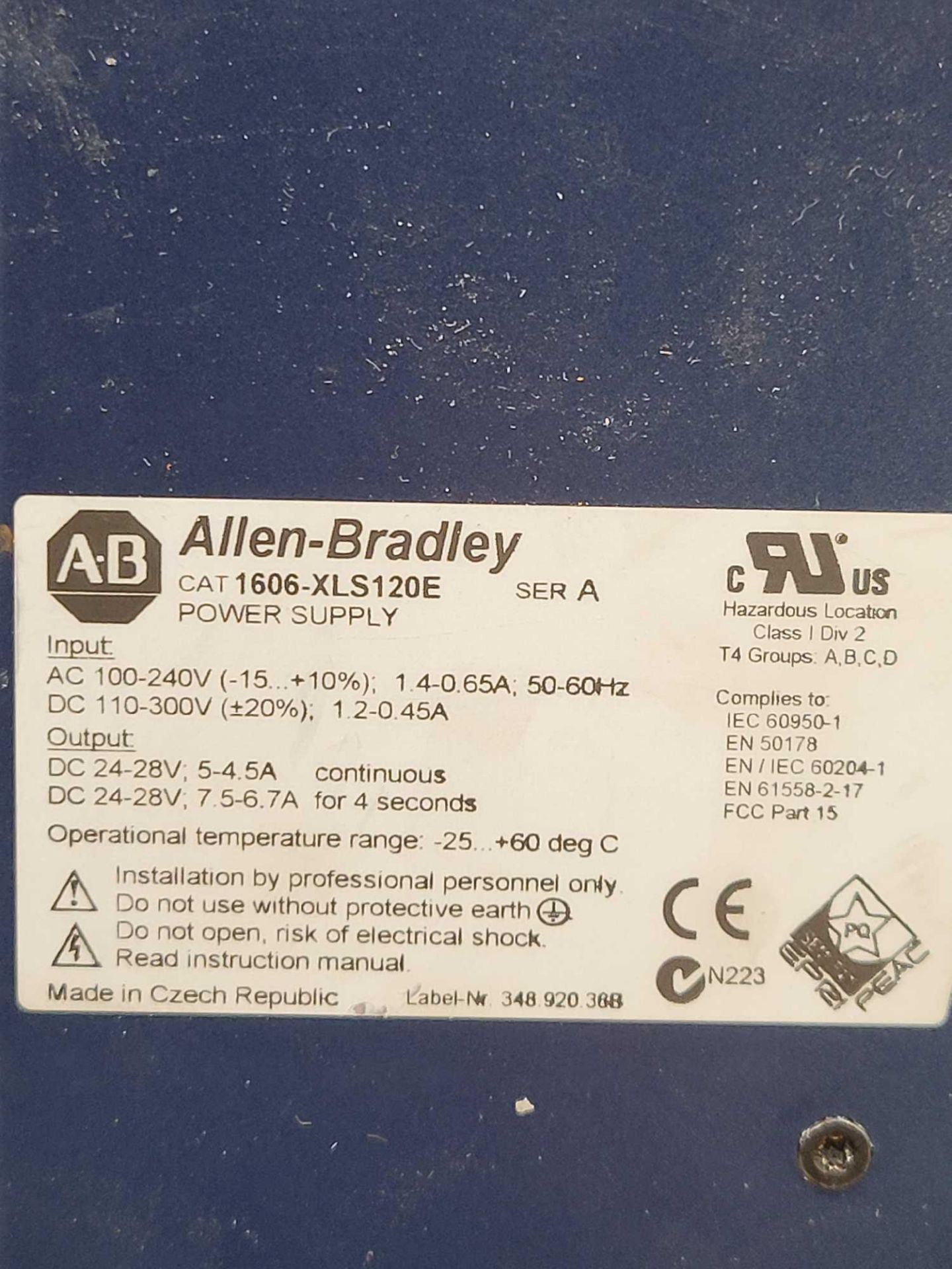 LOT OF 4 ALLEN BRADLEY 1606-XLS120E / Series A Power Supply  /  Lot Weight: 5.6 lbs - Image 4 of 6