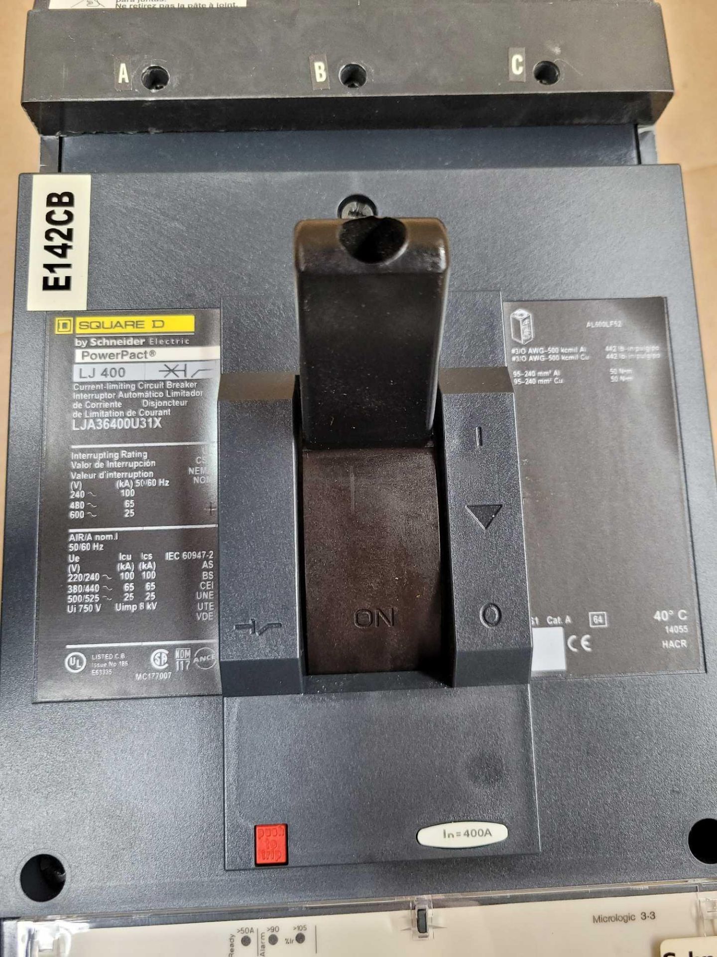 SQUARE D LJA36400U31X / 400 Amp Molded Case Circuit Breaker  /  Lot Weight: 16.8 lbs - Image 3 of 6