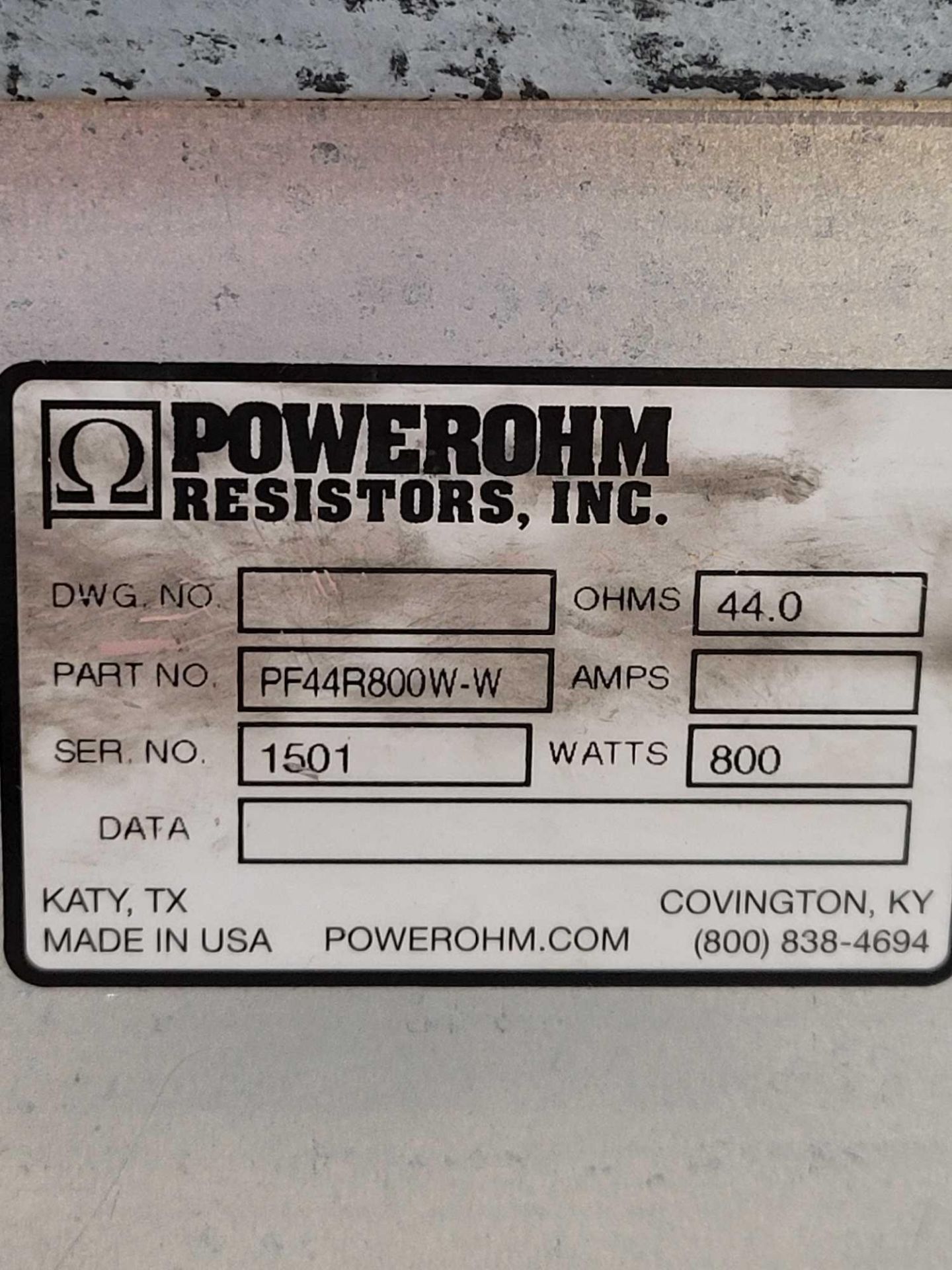 LOT OF 2 POWEROHM  /  (1) PF44R800W-W and (1) PF44R800W-NC-W / Braking Resistor  /  Lot Weight: 16.8 - Image 4 of 7