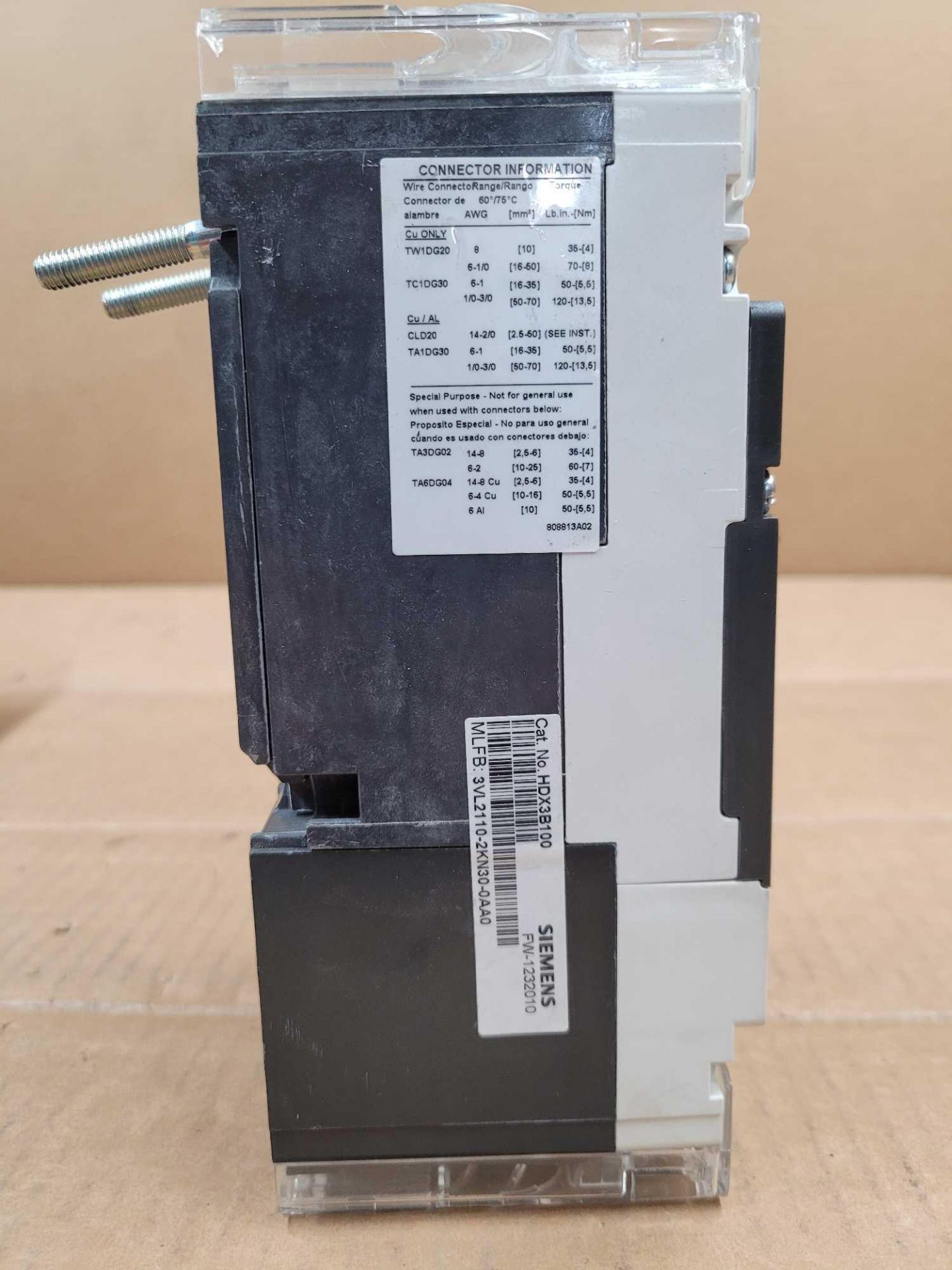 LOT OF 4 SIEMENS HDX3B100 / 100 Amp Circuit Breaker  /  Lot Weight: 19.2 lbs - Image 3 of 8