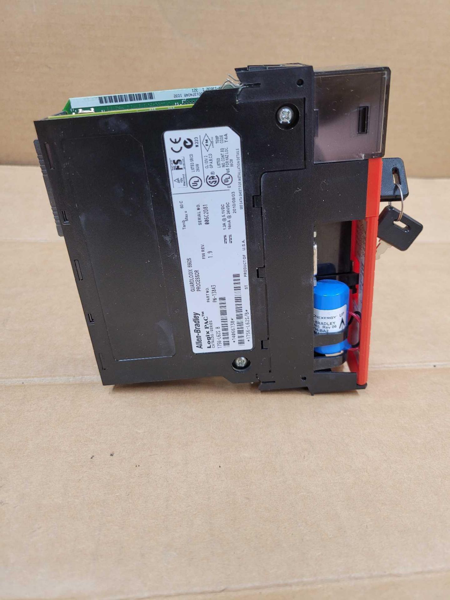 ALLEN BRADLEY 1756-L62S / Series B GuardLogix 5562S Processor Module  /  Lot Weight: 0.8 lbs - Image 4 of 7