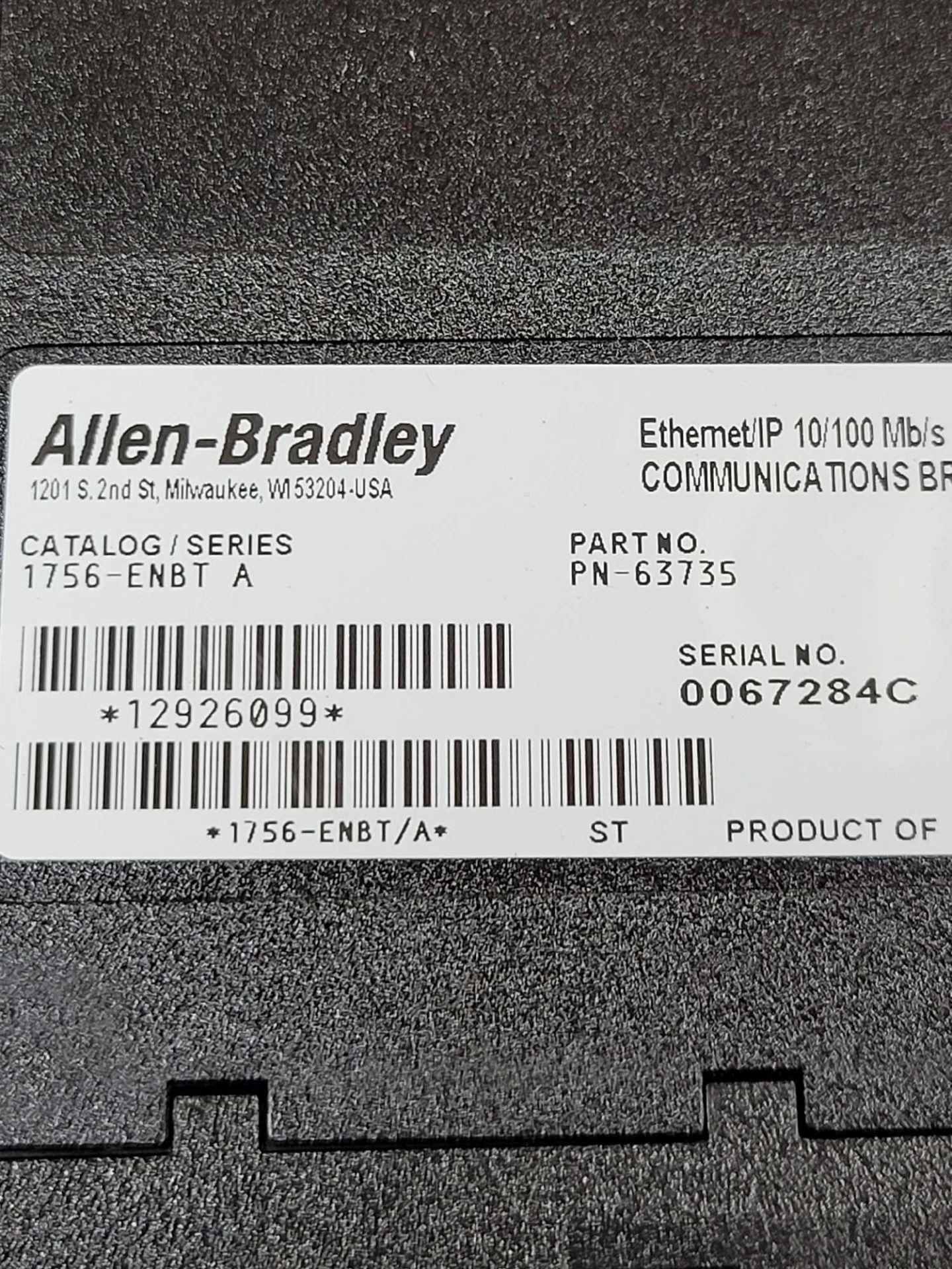 ALLEN BRADLEY 1756-ENBT / Series A Ethernet/IP 10/100 Mb/s Communications Bridge Module  /  Lot Weig - Image 8 of 8