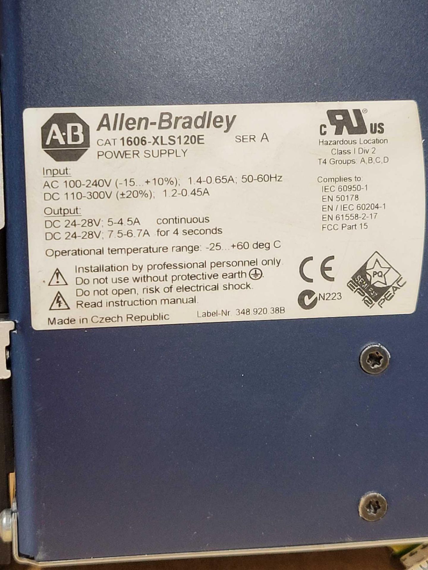 LOT OF 4 ALLEN BRADLEY 1606-XLS120E / Series A Power Supply  /  Lot Weight: 5.8 lbs - Image 4 of 6