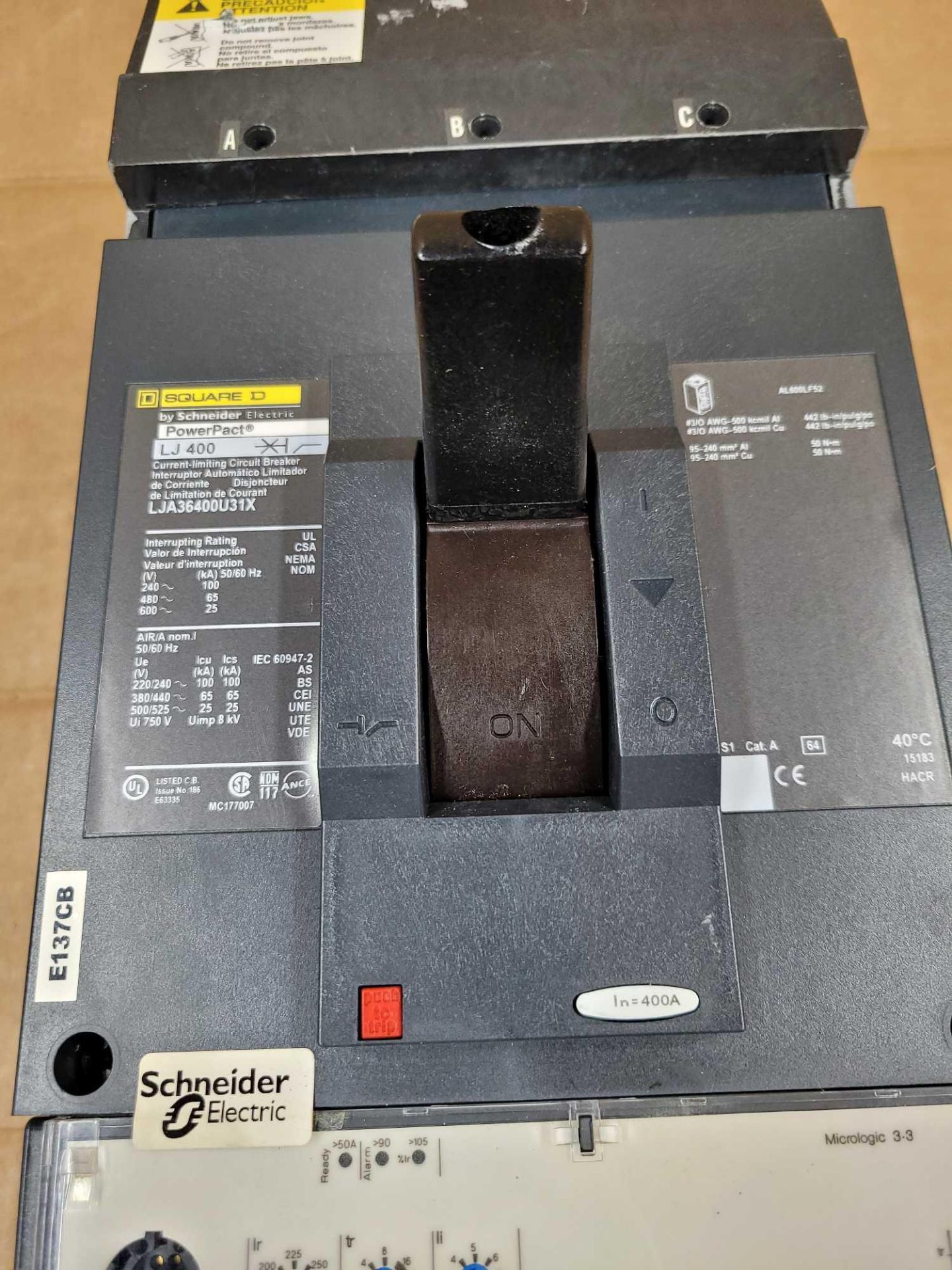 SQUARE D LJA36400U31X / 400 Amp Molded Case Circuit Breaker  /  Lot Weight: 16.4 lbs - Image 3 of 7