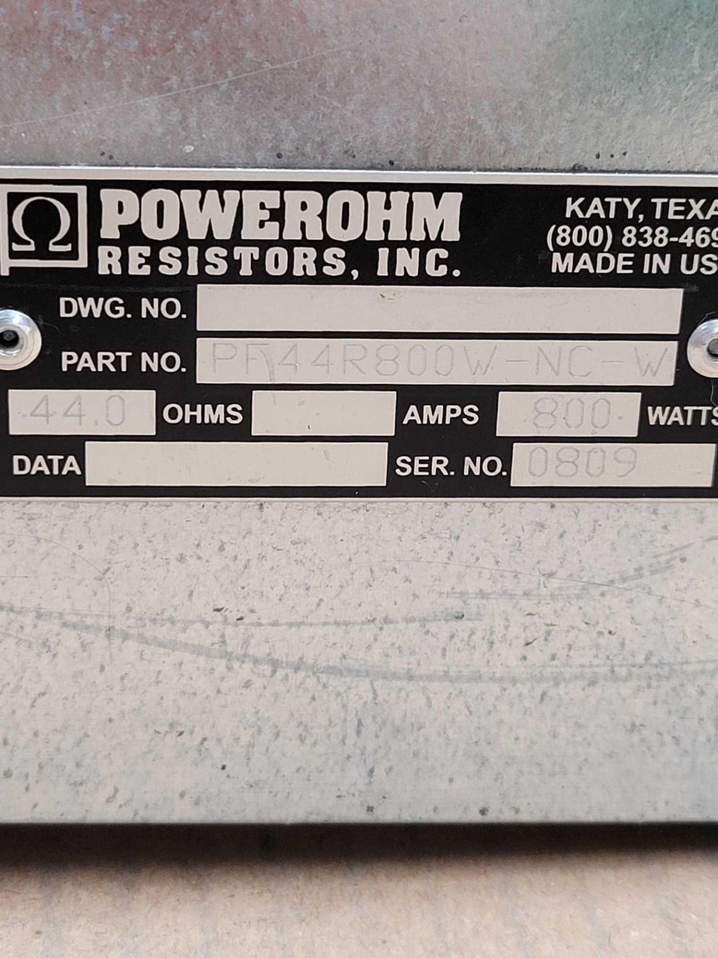 LOT OF 2 POWEROHM PF44R800W-NC-W / Braking Resistor  /  Lot Weight: 16.0 lbs - Image 2 of 5
