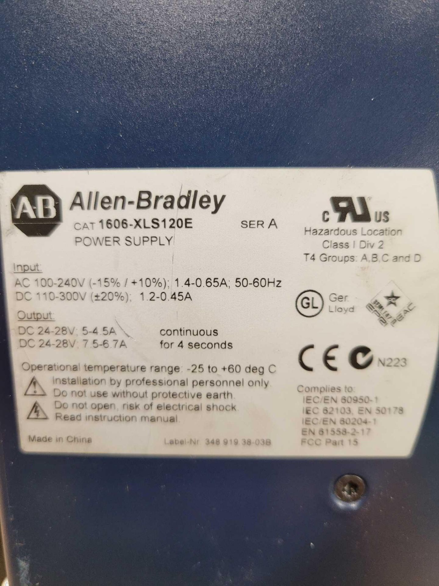 LOT OF 4 ALLEN BRADLEY 1606-XLS120E / Series A Power Supply  /  Lot Weight: 5.6 lbs - Image 2 of 6