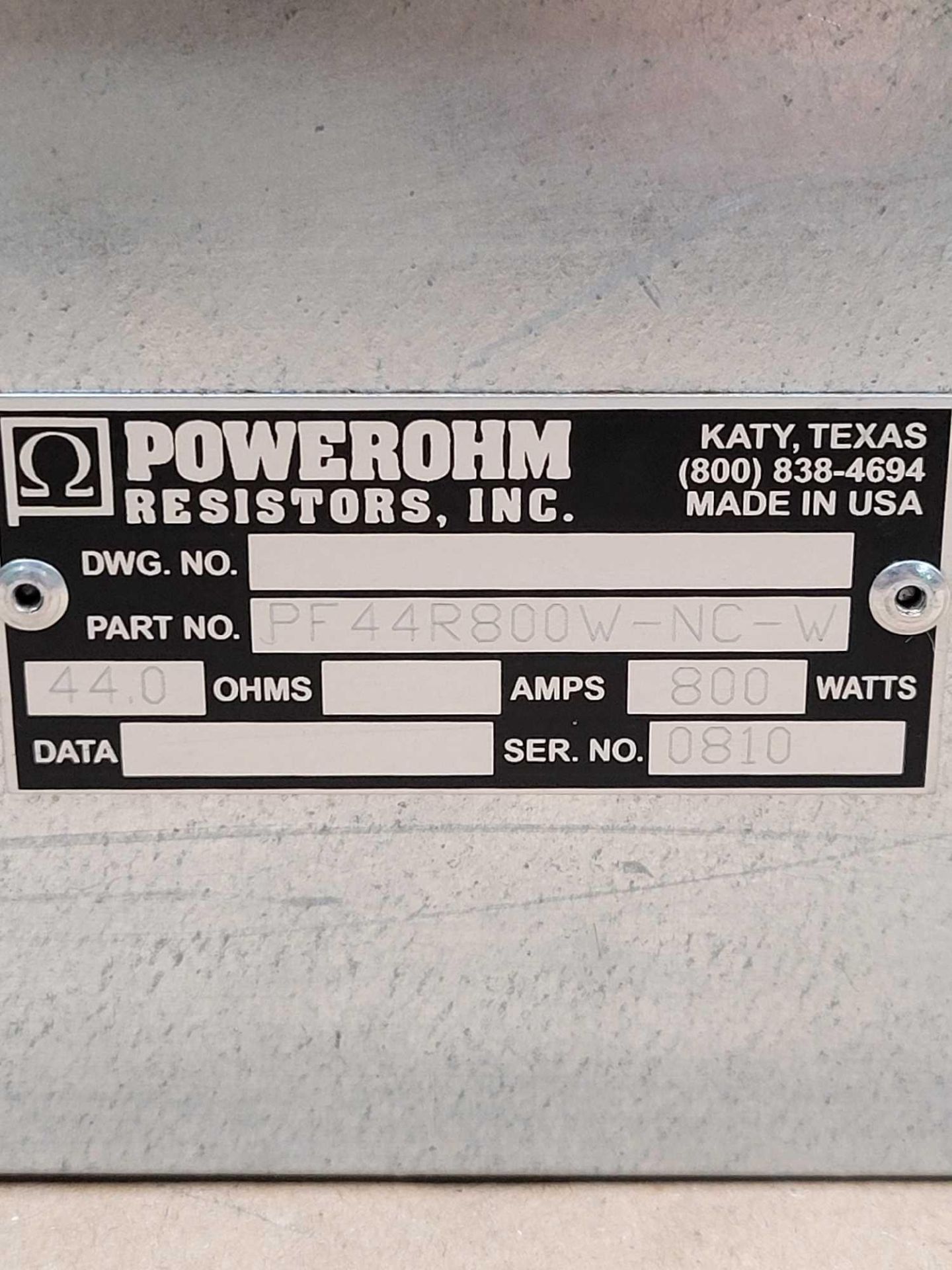 LOT OF 2 POWEROHM PF44R800W-NC-W / Braking Resistor  /  Lot Weight: 16.2 lbs - Image 2 of 4