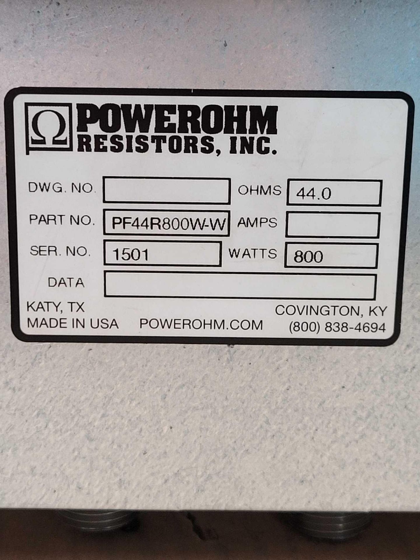 LOT OF 2 POWEROHM PF44R800W-W / Braking Resistor  /  Lot Weight: 17.6 lbs - Image 3 of 7