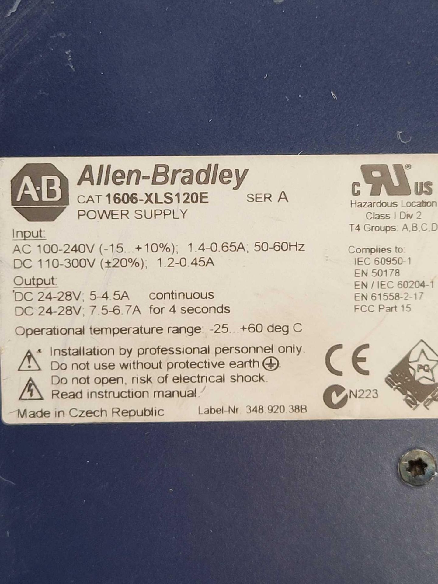 LOT OF 3 ALLEN BRADLEY 1606-XLS120E / Series A Power Supply  /  Lot Weight: 4.2 lbs - Image 5 of 7