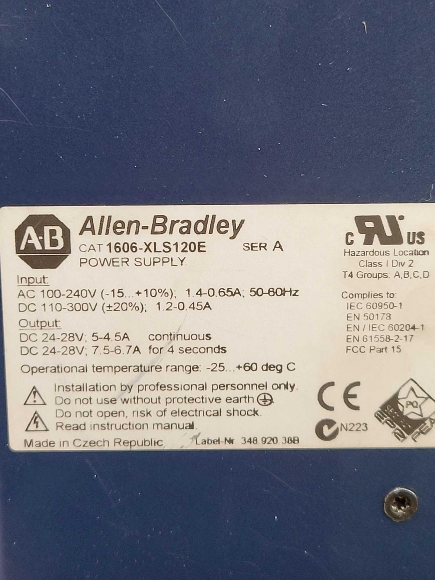 LOT OF 4 ALLEN BRADLEY 1606-XLS120E / Series A Power Supply  /  Lot Weight: 5.6 lbs - Image 2 of 7