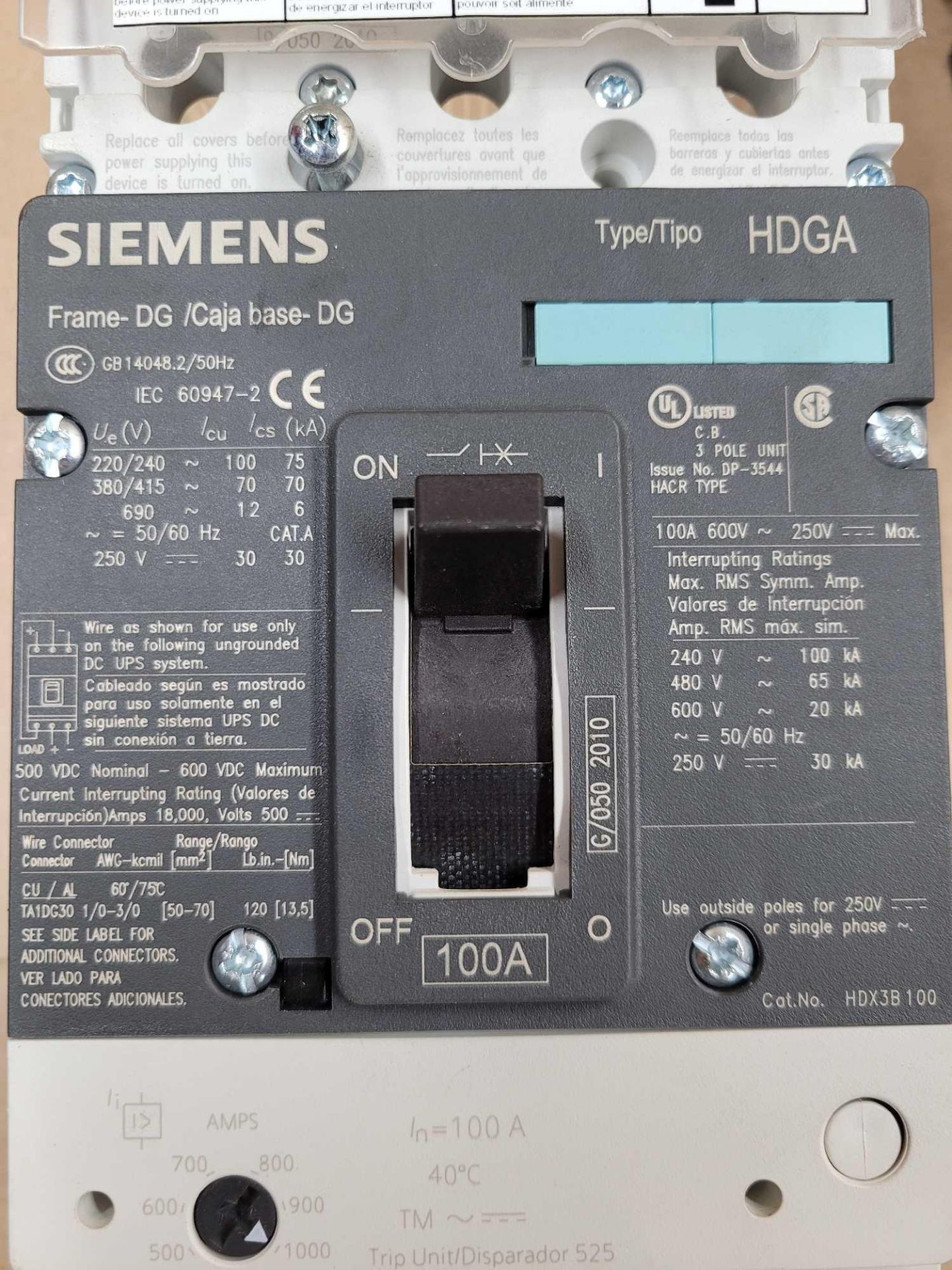 LOT OF 2 SIEMENS HDX3B100 / 100 Amp Circuit Breaker  /  Lot Weight: 9.6 lbs - Bild 2 aus 3