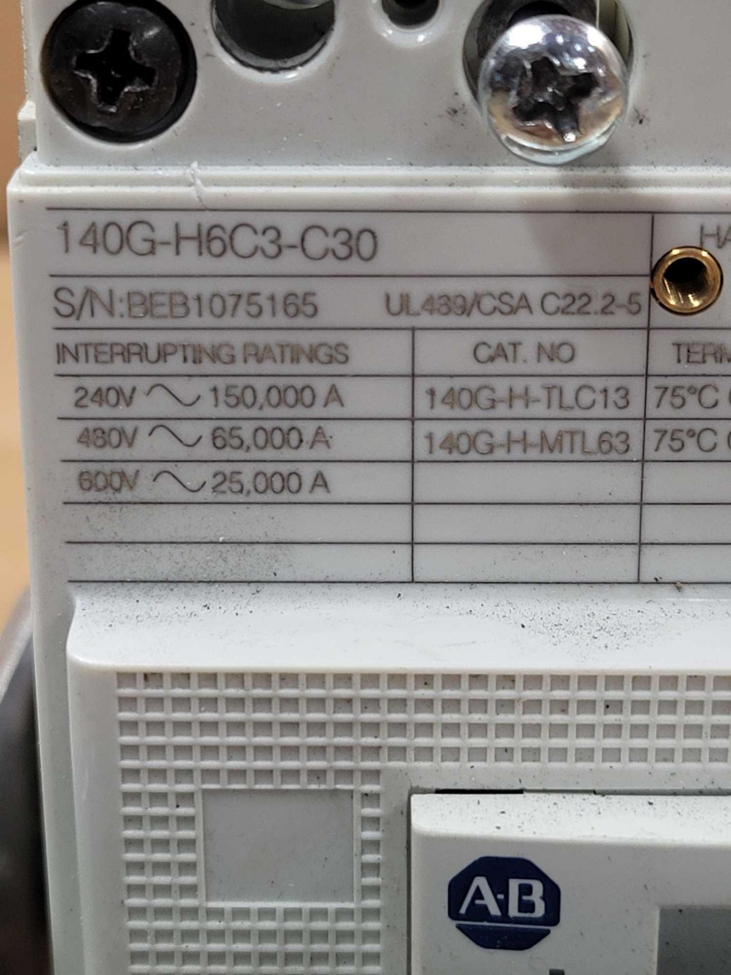 LOT OF 2 ALLEN BRADLEY 140G-H6C3-C30 / 30 Amp Molded Case Circuit Breaker with Operating Mechanism - Image 5 of 8