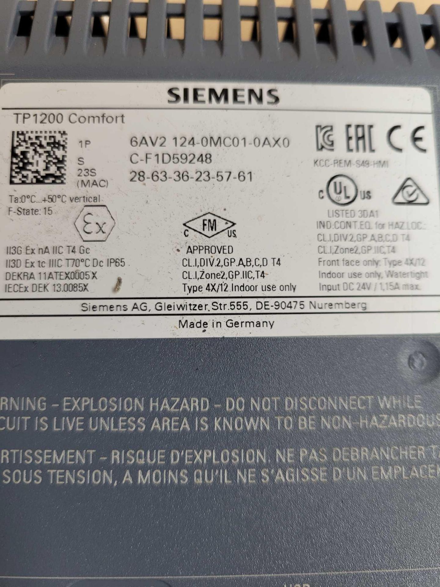 SIEMENS 6AV2124-0MC01-0AX0 / Simatic HMI Operator Interface Panel  /  Lot Weight 6.4 lbs - Image 2 of 5