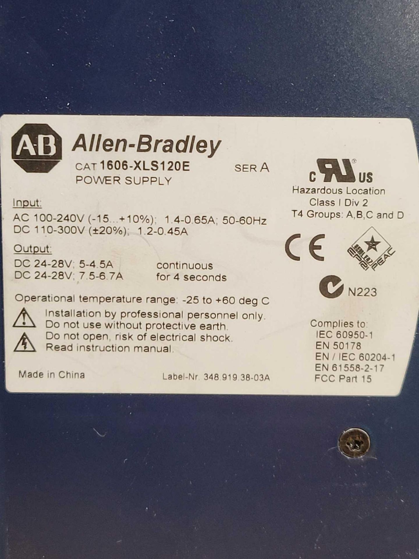 LOT OF 6 ASSORTED ALLEN BRADLEY  /  (3) 166-XLS120E | Series A Power Supply  /  (3) 1791DS-IB8XOB8 | - Image 6 of 13