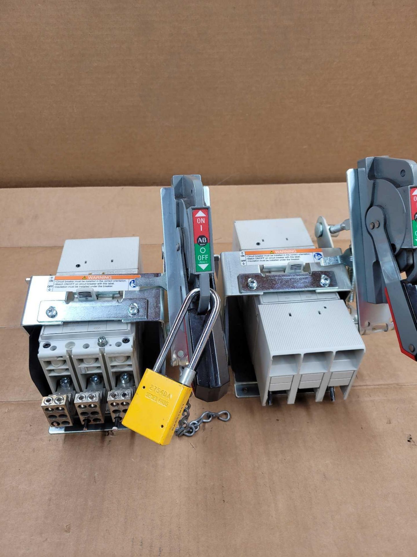 LOT OF 2 ALLEN BRADLEY 140G-H6C3-C25-FB / 25 Amp Circuit Breaker with Operating Mechanism  /  Lot We