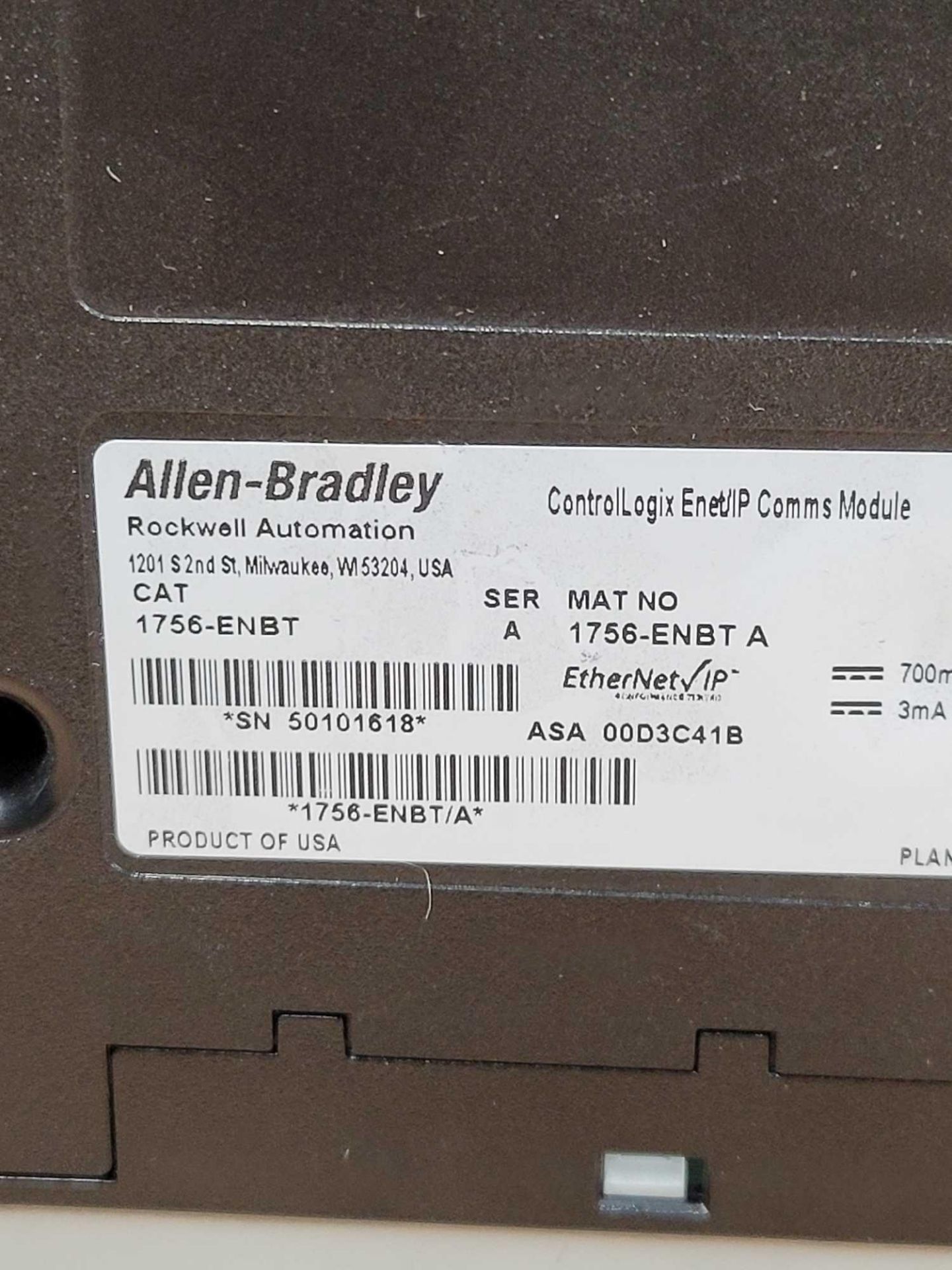 LOT OF 2 ASSORTED ALLEN BRADLEY / (1) 1756-ENBT | Series A ControlLogix Enet/IP Comms Module  /  (1) - Image 9 of 9