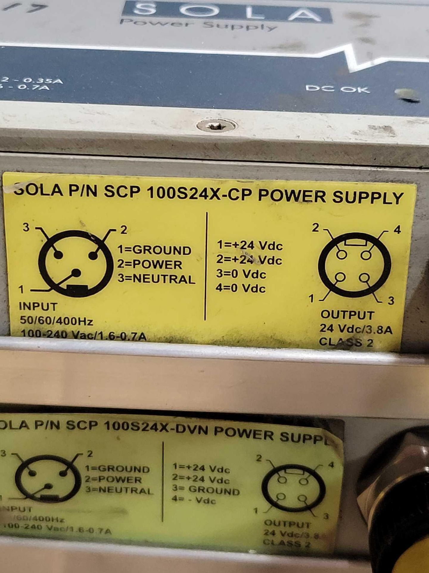 LOT OF 4 ASSORTED SOLA  /  (2) SCP 100S24X-DVN | Power Supply  /  (2) SCP 100S24X-CP | Power Supply - Image 7 of 7