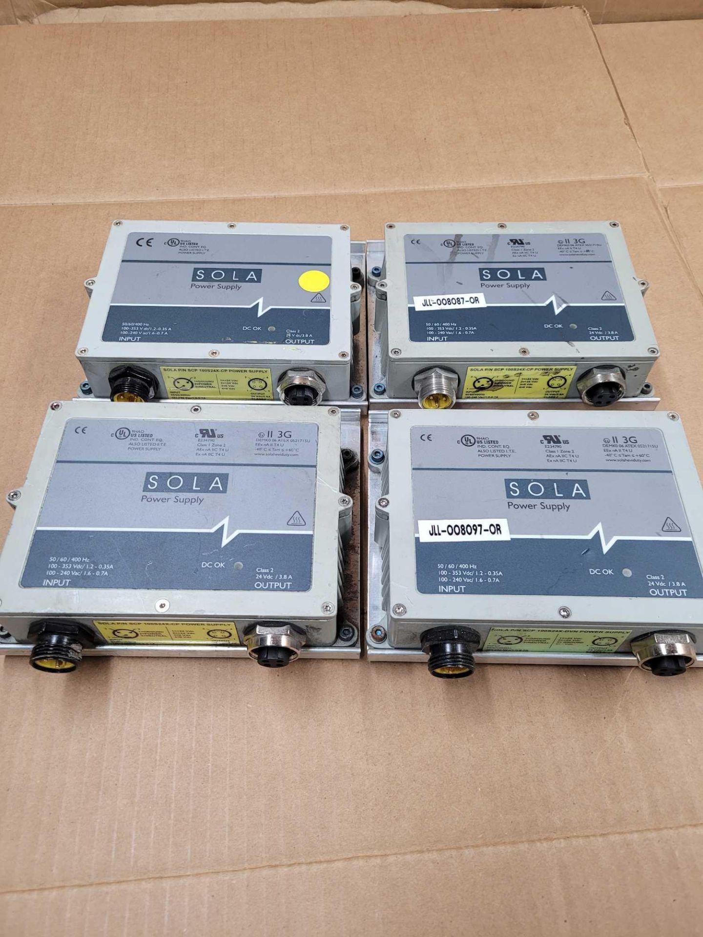 LOT OF 4 ASSORTED SOLA / (3) SCP 100S24X-CP | Power Supply  /  (1) SCP 100S24X-DVN | Power Supply