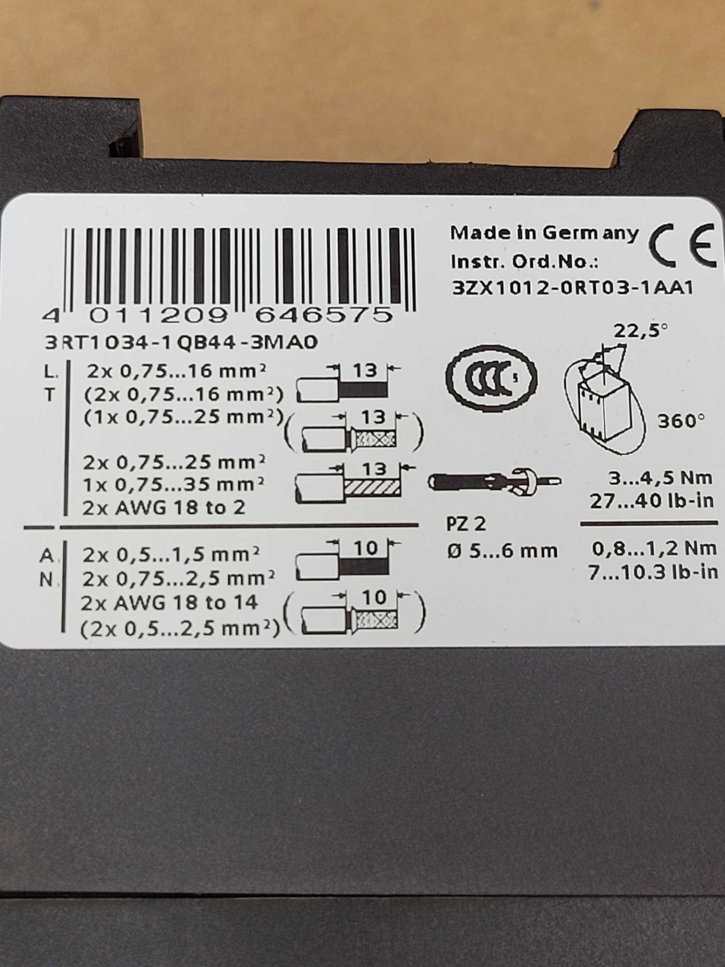 LOT OF 4 SIEMENS 3RT1034-1QB44-3MA0 / Power Contactor  /  Lot Weight: 13.2 lbs - Bild 6 aus 7