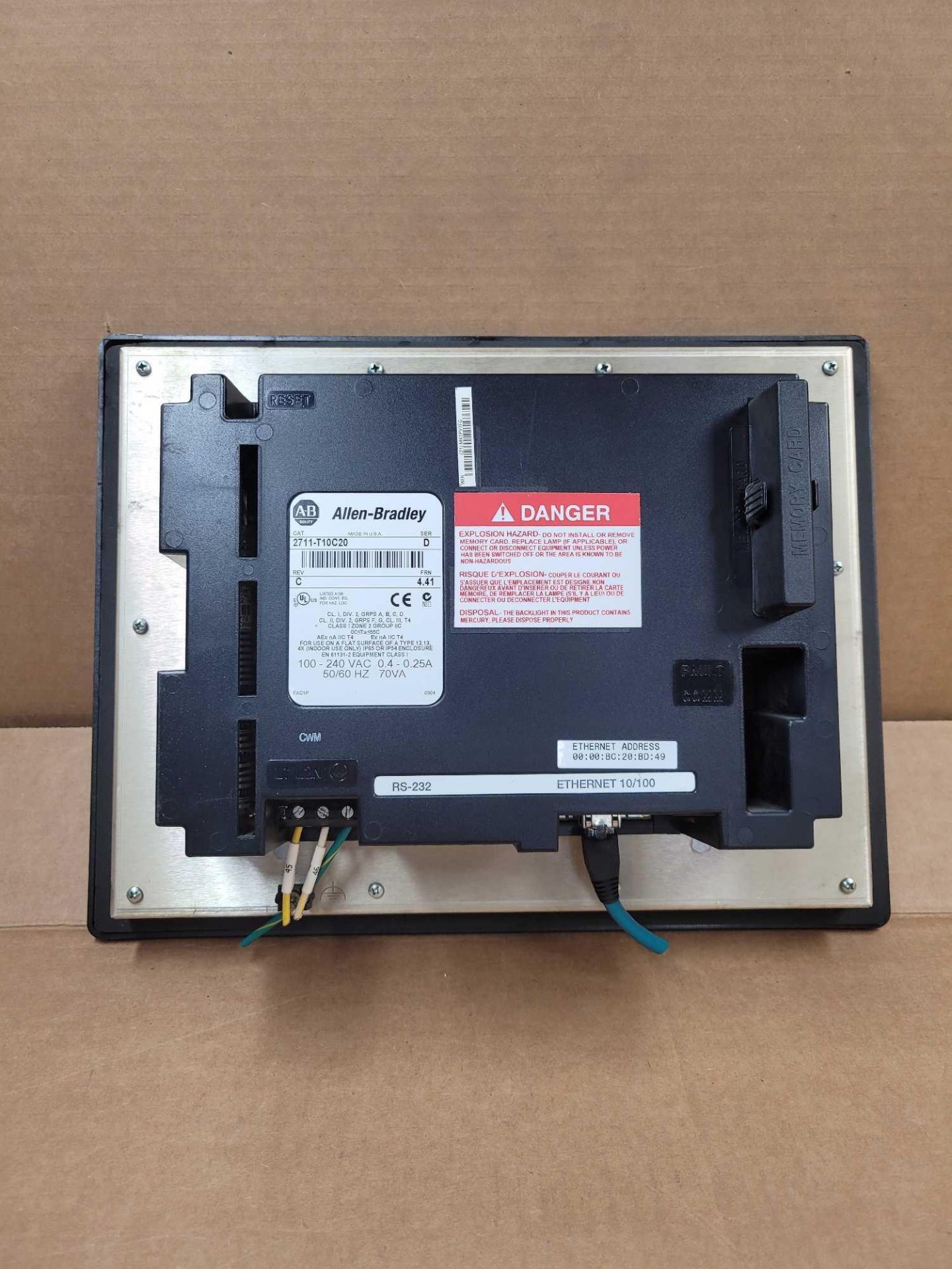 ALLEN BRADLEY 2711-T10C20 / PanelView 1000 Touch Screen Operator Interface  /  Lot Weight: 6.6 lbs - Image 2 of 6