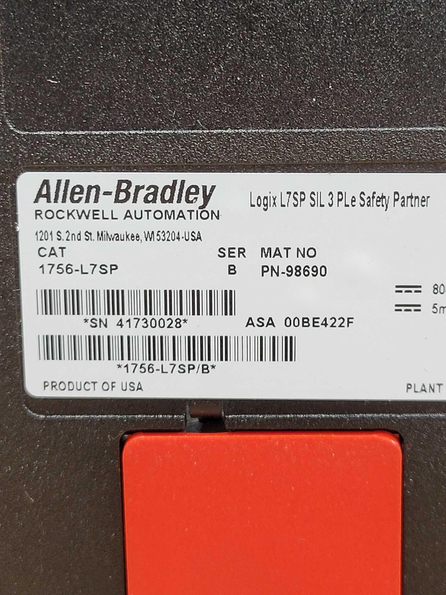 ALLEN BRADLEY 1756-L7SP / Series B Logix L7SP SIL 3 PLe Safety Partner  /  Lot Weight: 0.4 lbs - Image 5 of 5