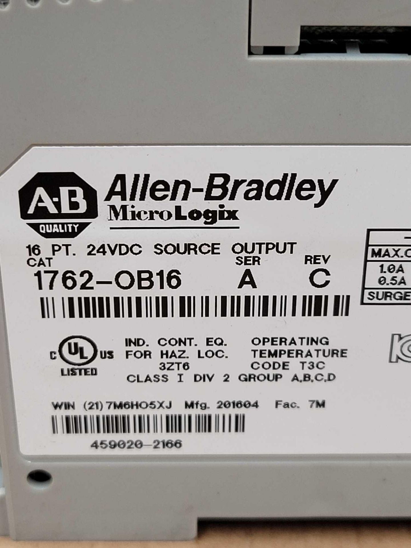 LOT OF 3 ASSORTED ALLEN BRADLEY / (2) 1762-OB16 | Series A MicroLogix Output  /  (1) 1762-IQ16 | Ser - Image 11 of 15