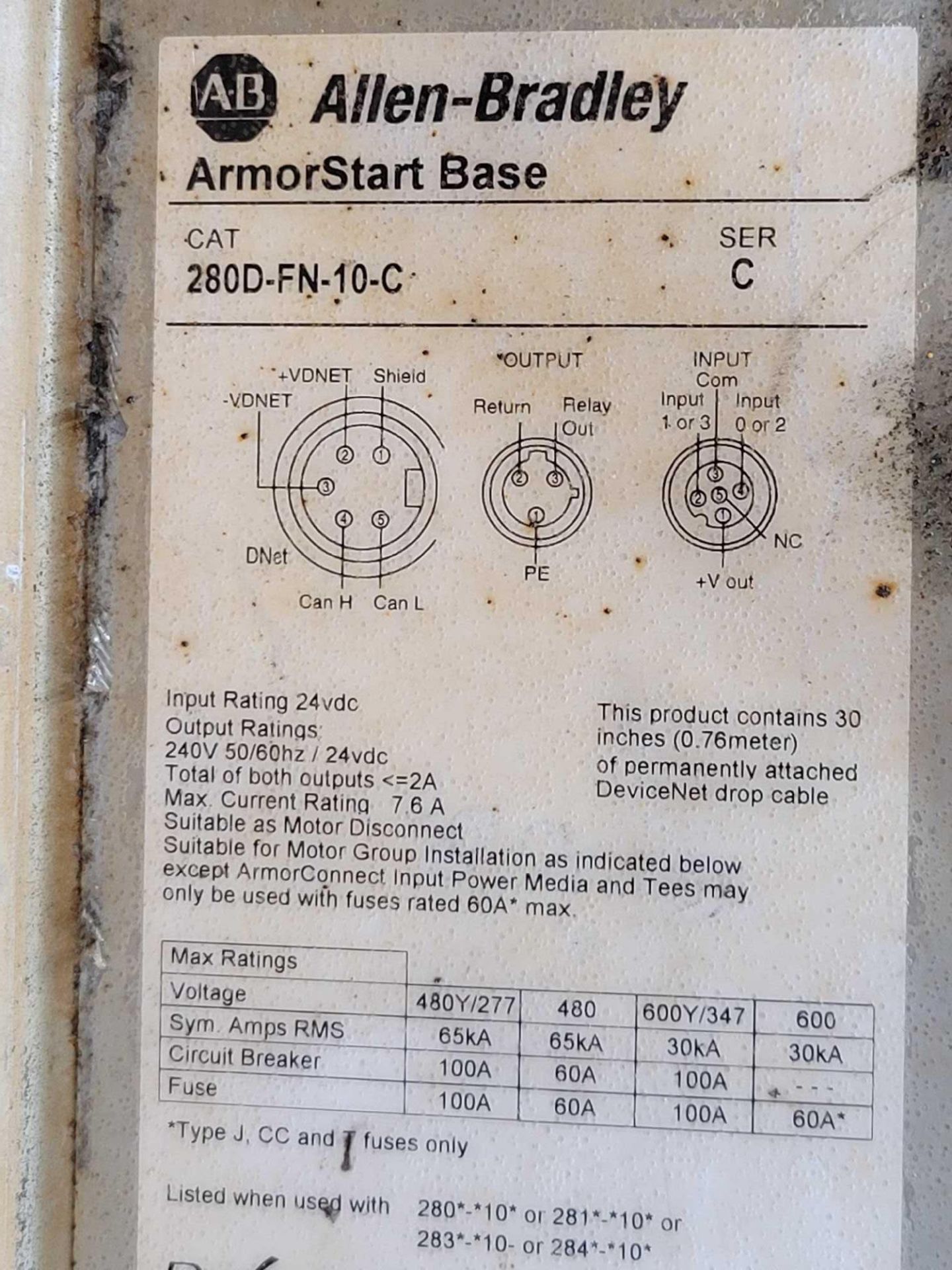 ALLEN BRADLEY 280D-F12Z-10C-GRW-3-P1 with 280D-FN-10-C / Series C ArmorStart Control Module with Ser - Image 5 of 6