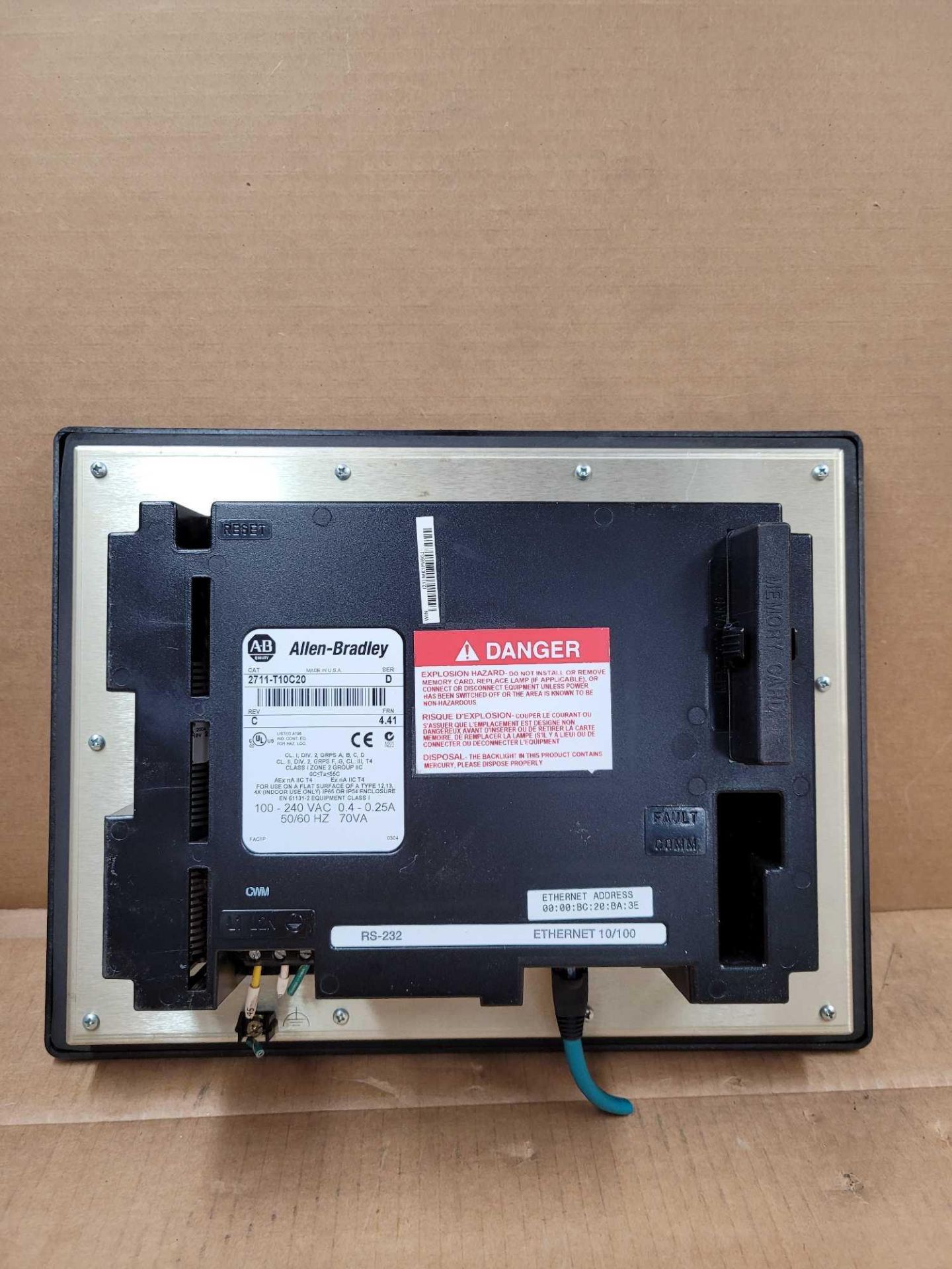 ALLEN BRADLEY 2711-T10C20 / Series D PanelView 1000 Touch Screen Operator Interface  /  Lot Weight: - Image 2 of 4