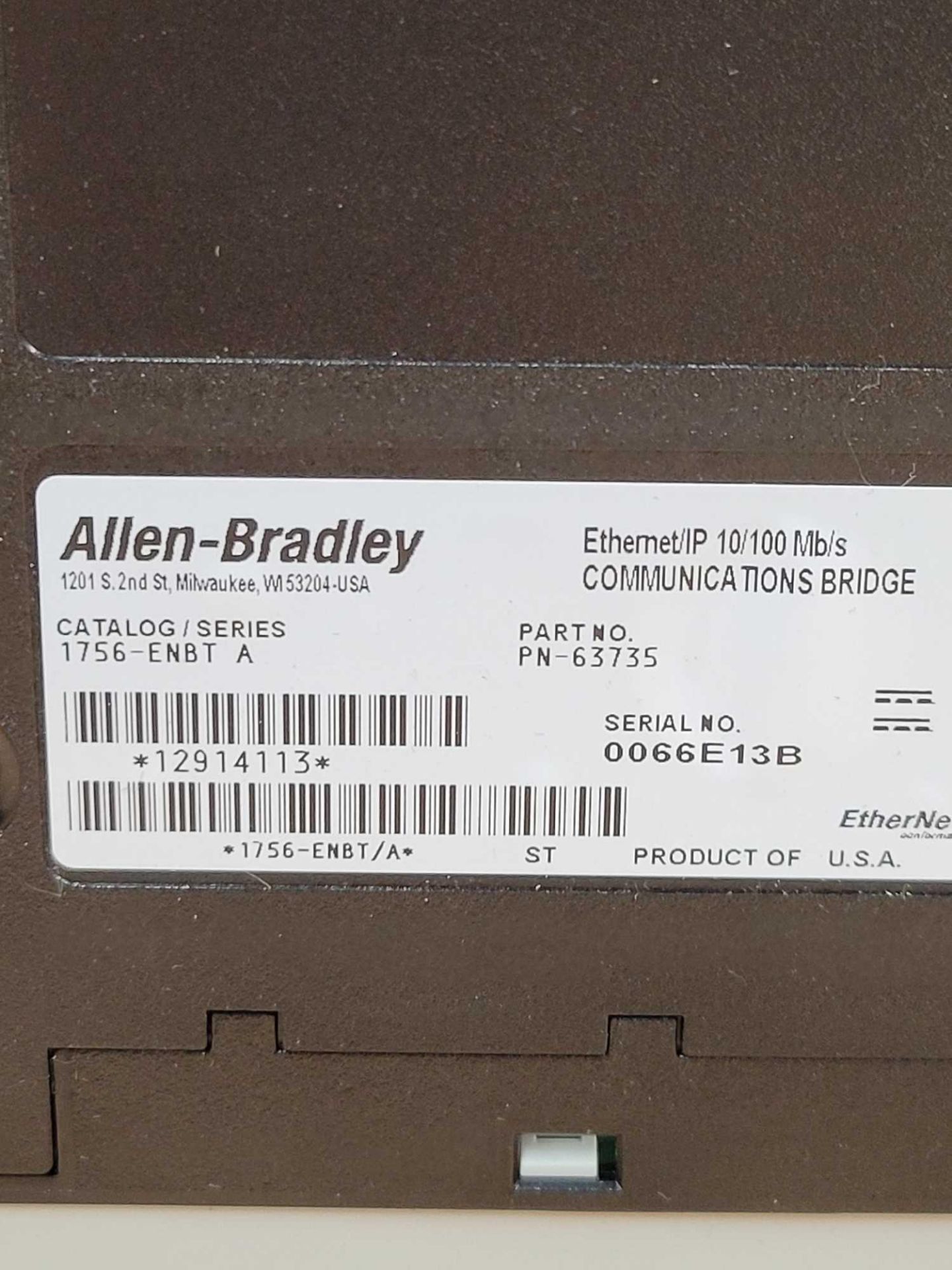 ALLEN BRADLEY 1756-ENBT / Series A Ethernet/IP 10/100 Mb/s Communications Bridge  /  Lot Weight: 0.6 - Image 5 of 5