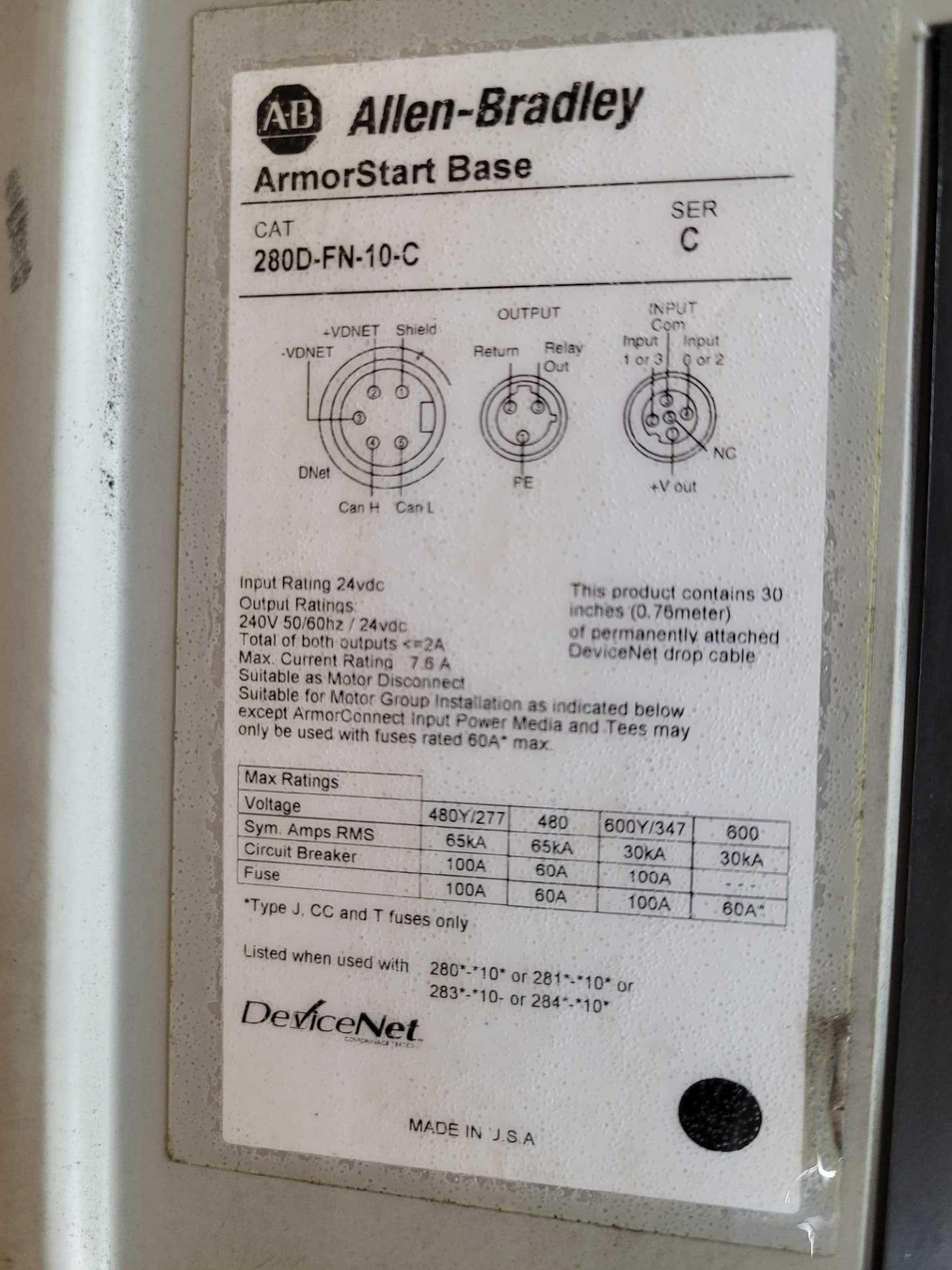 ALLEN BRADLEY 280D-F12Z-10C-GRW-3-P1 with 280D-FN-10-C / Series C ArmorStart Control Module with Ser - Image 5 of 8