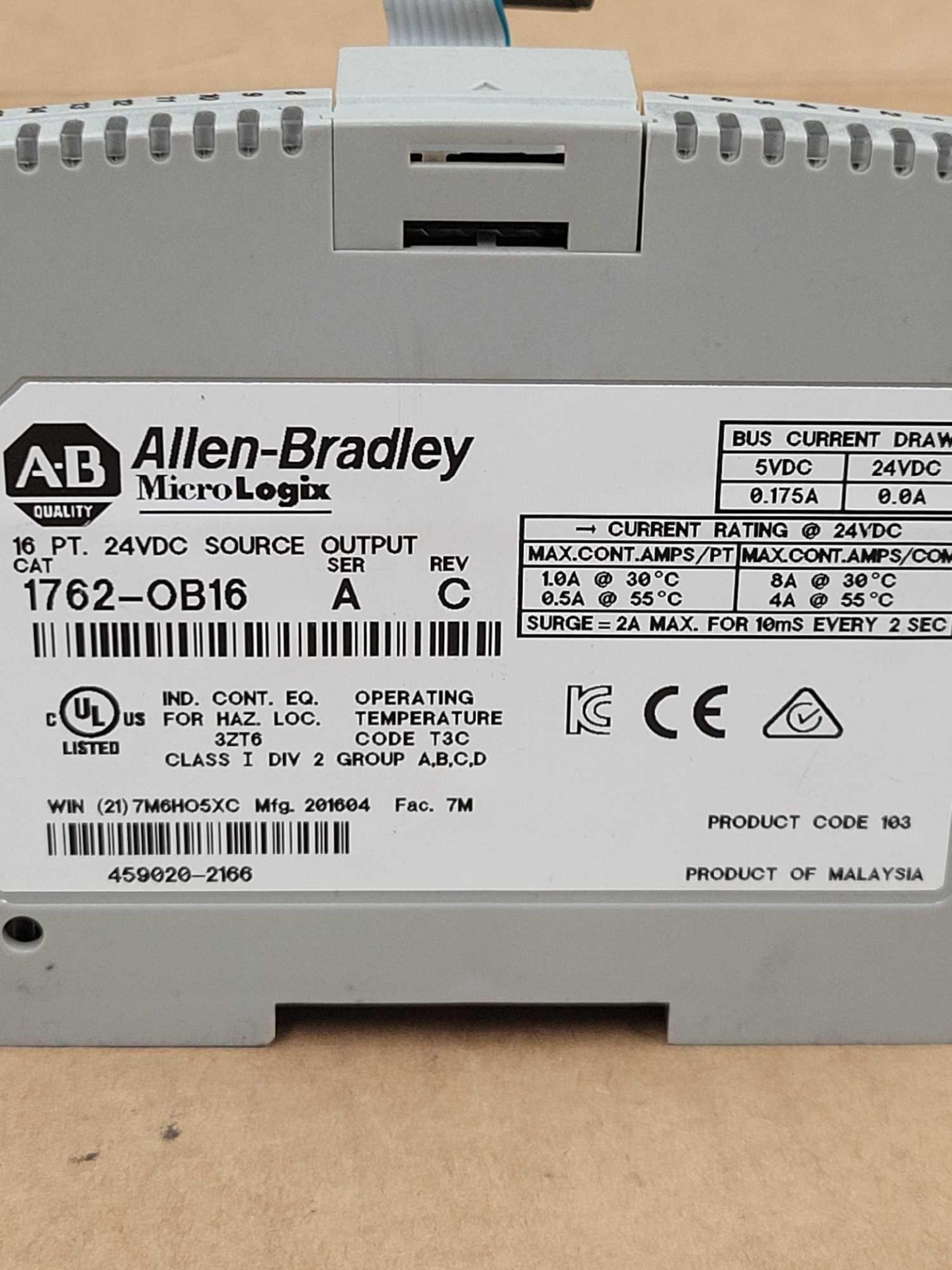 LOT OF 3 ALLEN BRADLEY 1762-OB16 / Series A MicroLogix Output Module  /  Lot Weight: 1.0 lbs - Image 3 of 11