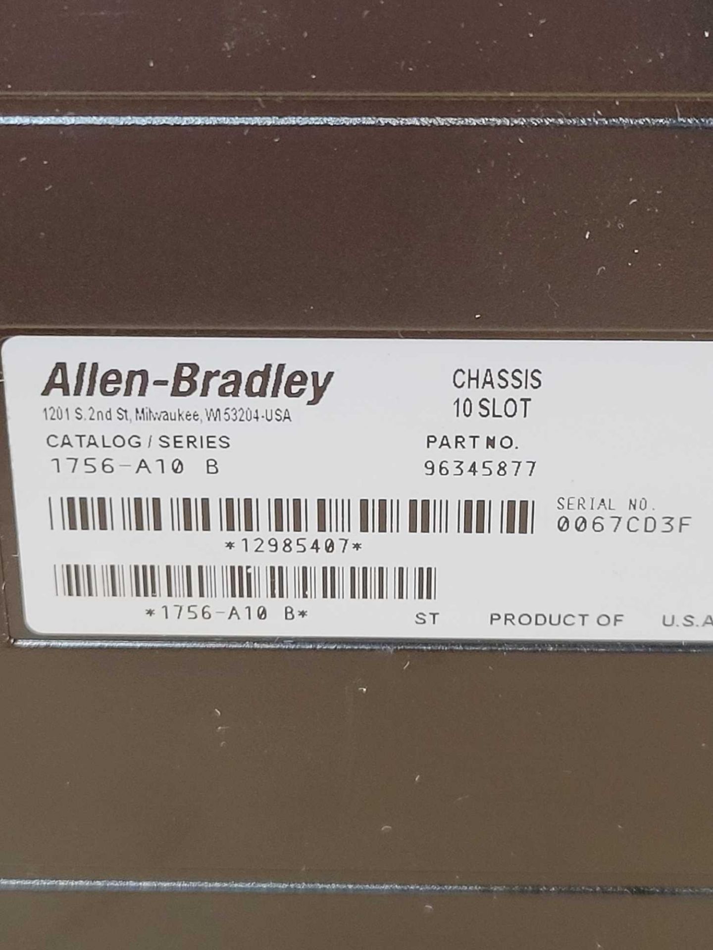 ALLEN BRADLEY 1756-PA75/B with 1756-A10  /  Series B Power Supply with Series B 10 Slot Chassis  / - Image 9 of 12