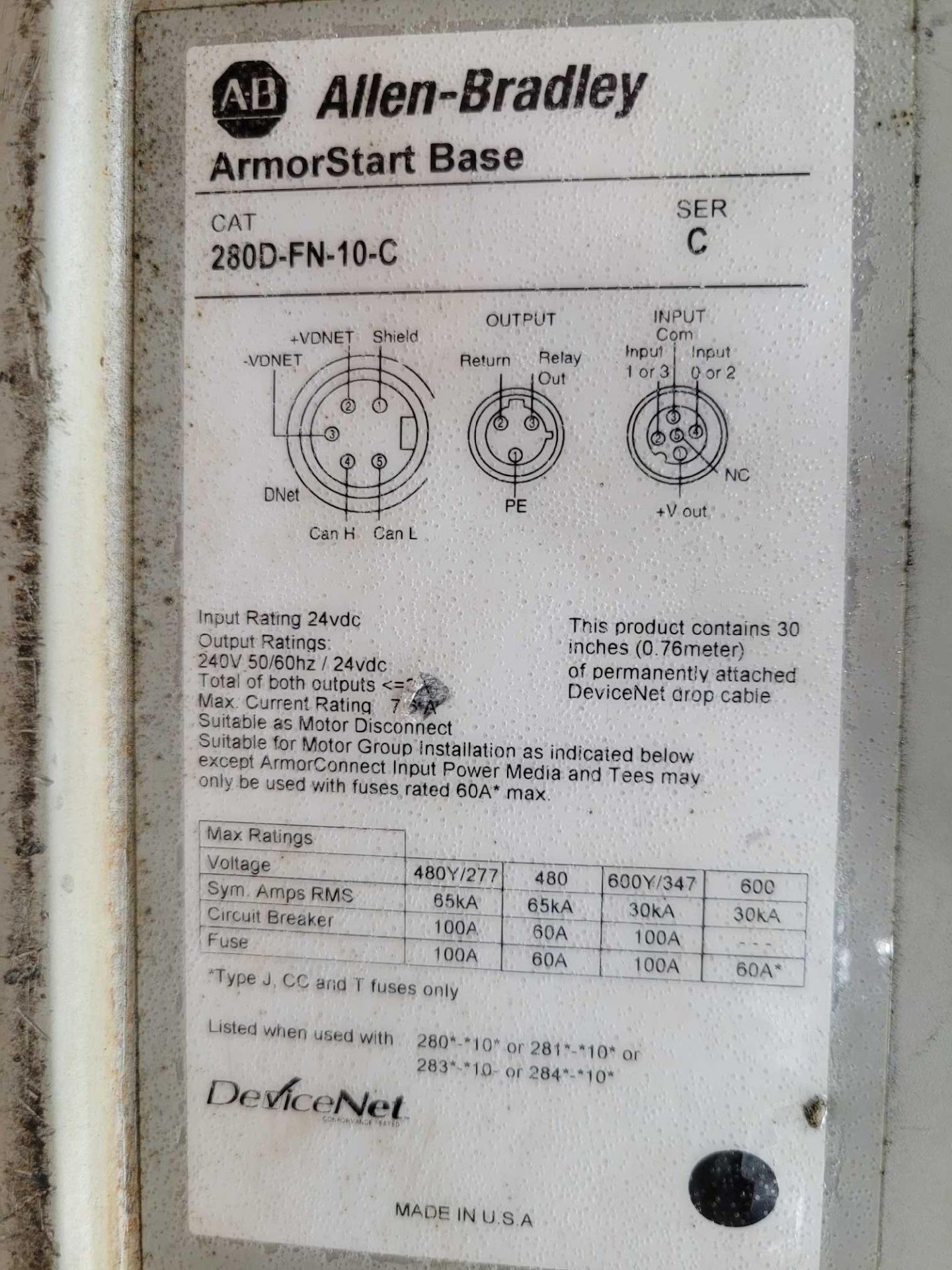 ALLEN BRADLEY 280D-F12Z-10C-GRW-3-P1 with 280D-FN-10-C / Series C ArmorStart Control Module with Ser - Image 5 of 6