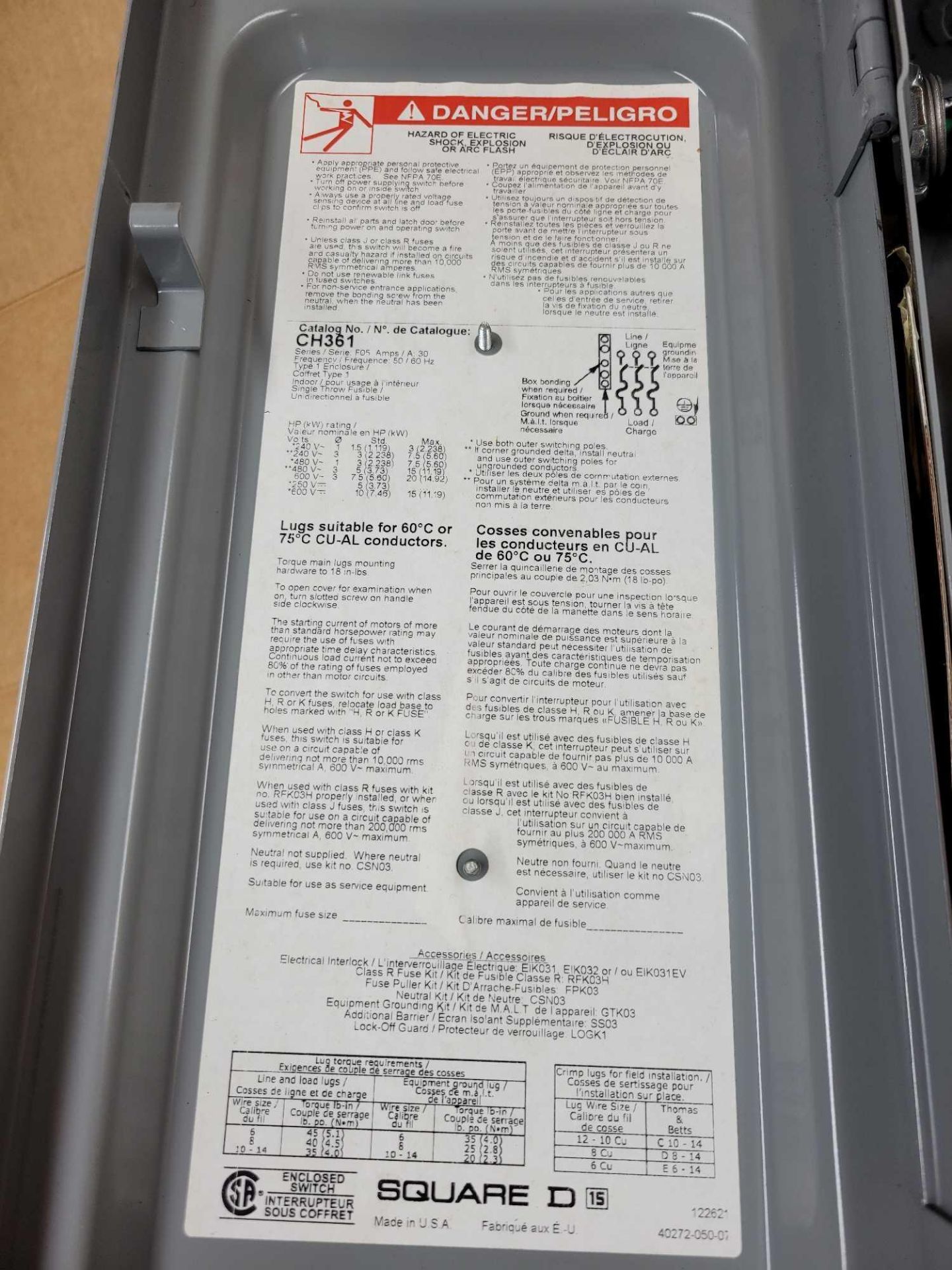 SQUARE D CH361 / Heavy Duty Safety Switch  /  Lot Weight: 9.0 lbs - Image 8 of 9