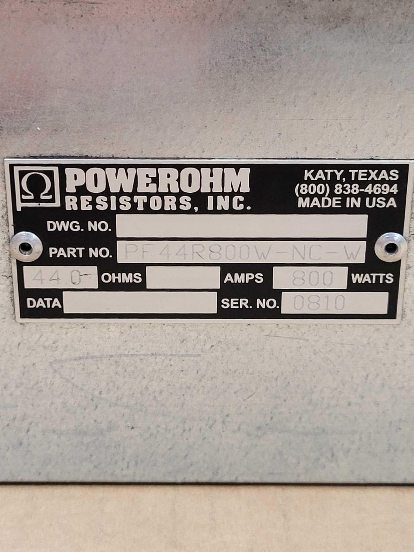 LOT OF 2 POWEROHM PF44R800W-NC-W / Braking Resistor  /  Lot Weight: 16.0 lbs - Image 2 of 5