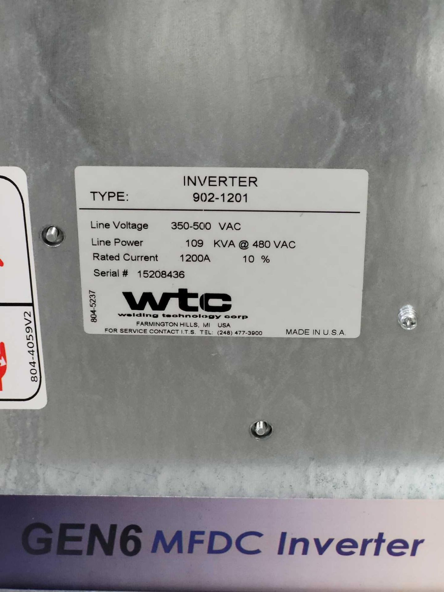 WTC 902-1201 / Gen 6 MFDC Inverter  /  Lot Weight: 105 lbs - Image 6 of 6