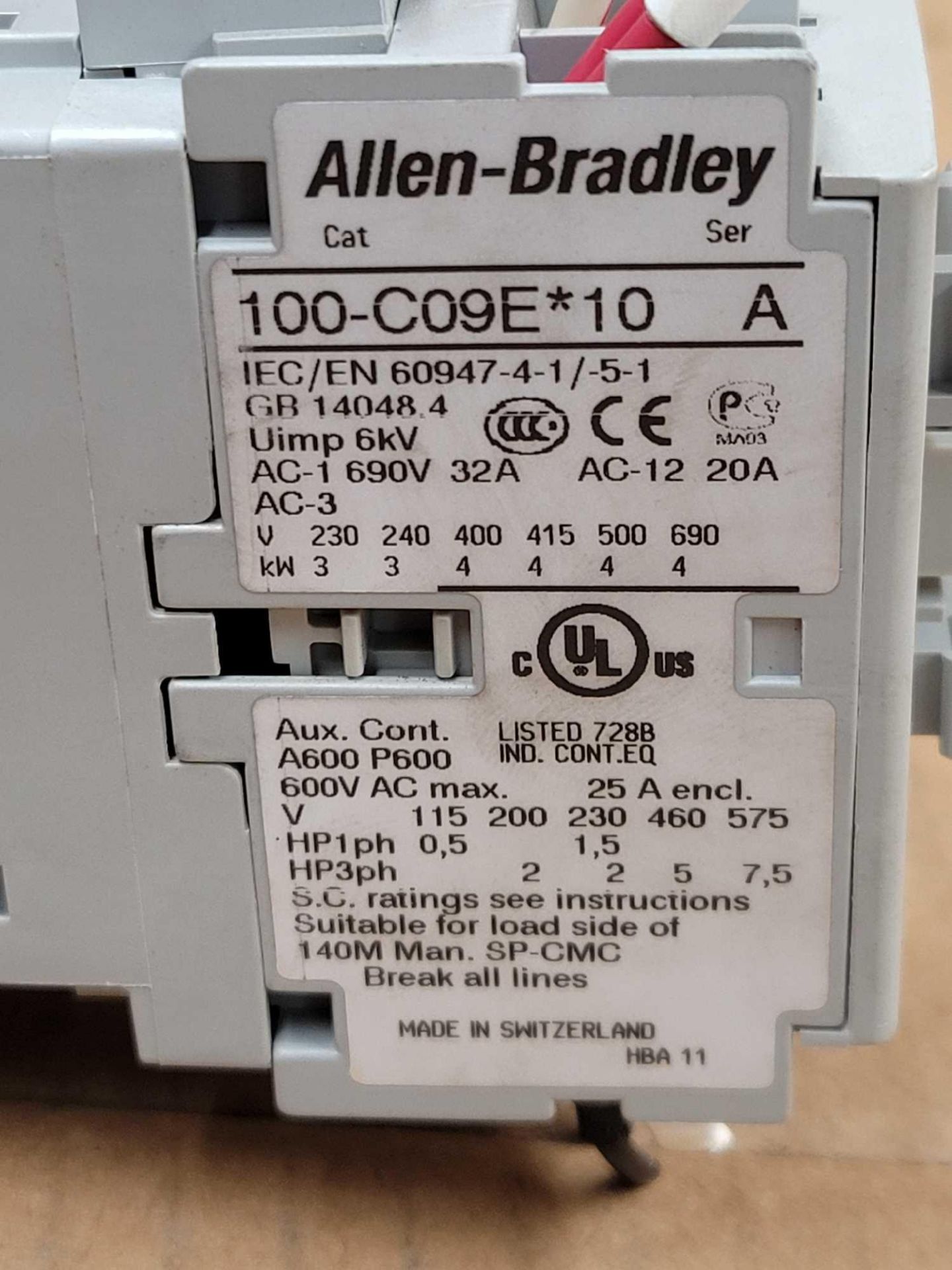 LOT OF 5 ALLEN BRADLEY 100-C09E*10 / Series A Contactor  /  Lot Weight: 4.4 lbs - Image 8 of 9