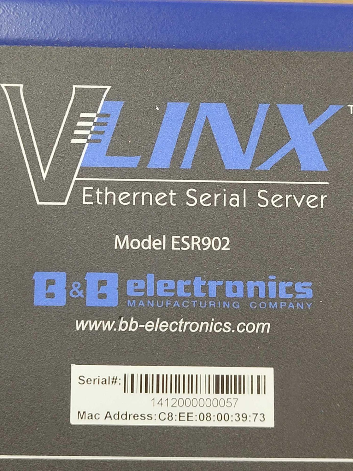 LOT OF 2 B&B ELECTRONICS ESR902 / VLinx Ethernet Serial Server  /  Lot Weight: 3.0 lbs - Image 3 of 7