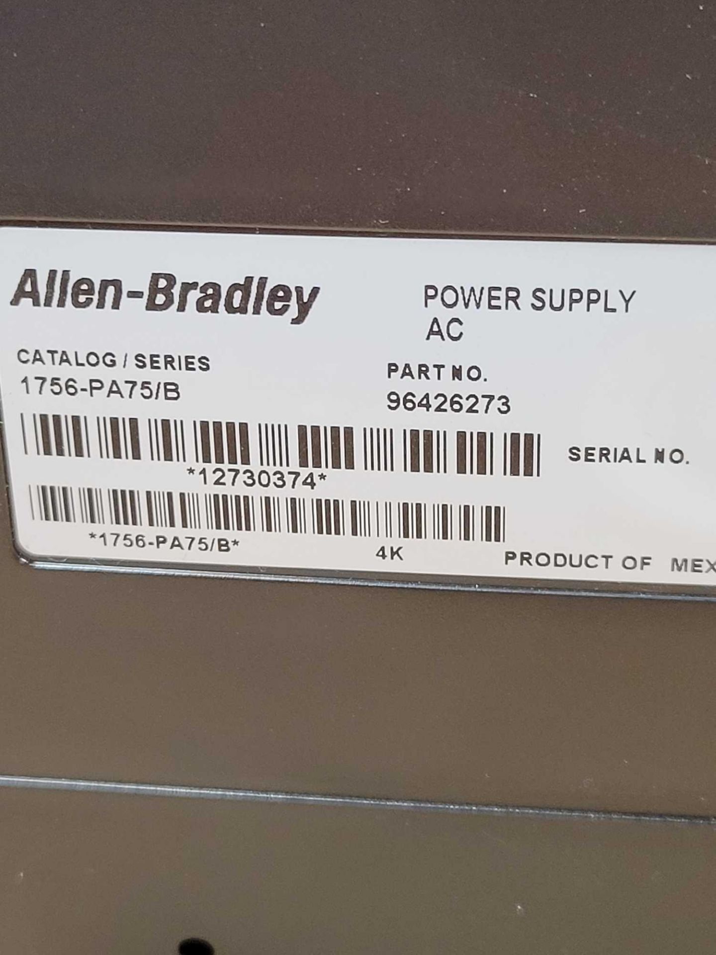 ALLEN BRADLEY 1756-PA75/B with 1756-A10  /  Series B Power Supply with Series B 10 Slot Chassis  / - Image 12 of 12