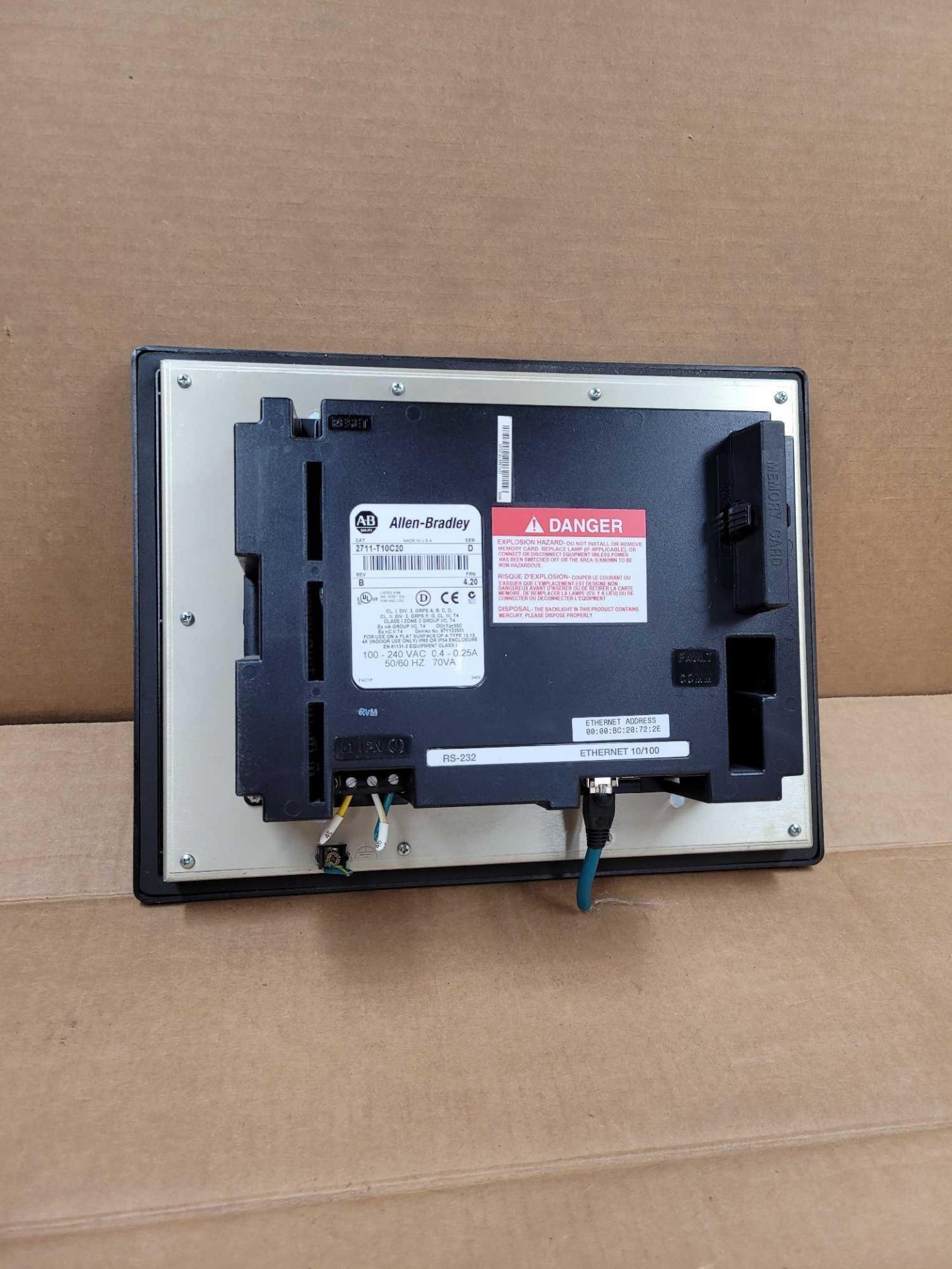 ALLEN BRADLEY 2711-T10C20 / Series D PanelView1000 Touchscreen Operator Interface  /  Lot Weight: 6. - Image 2 of 5