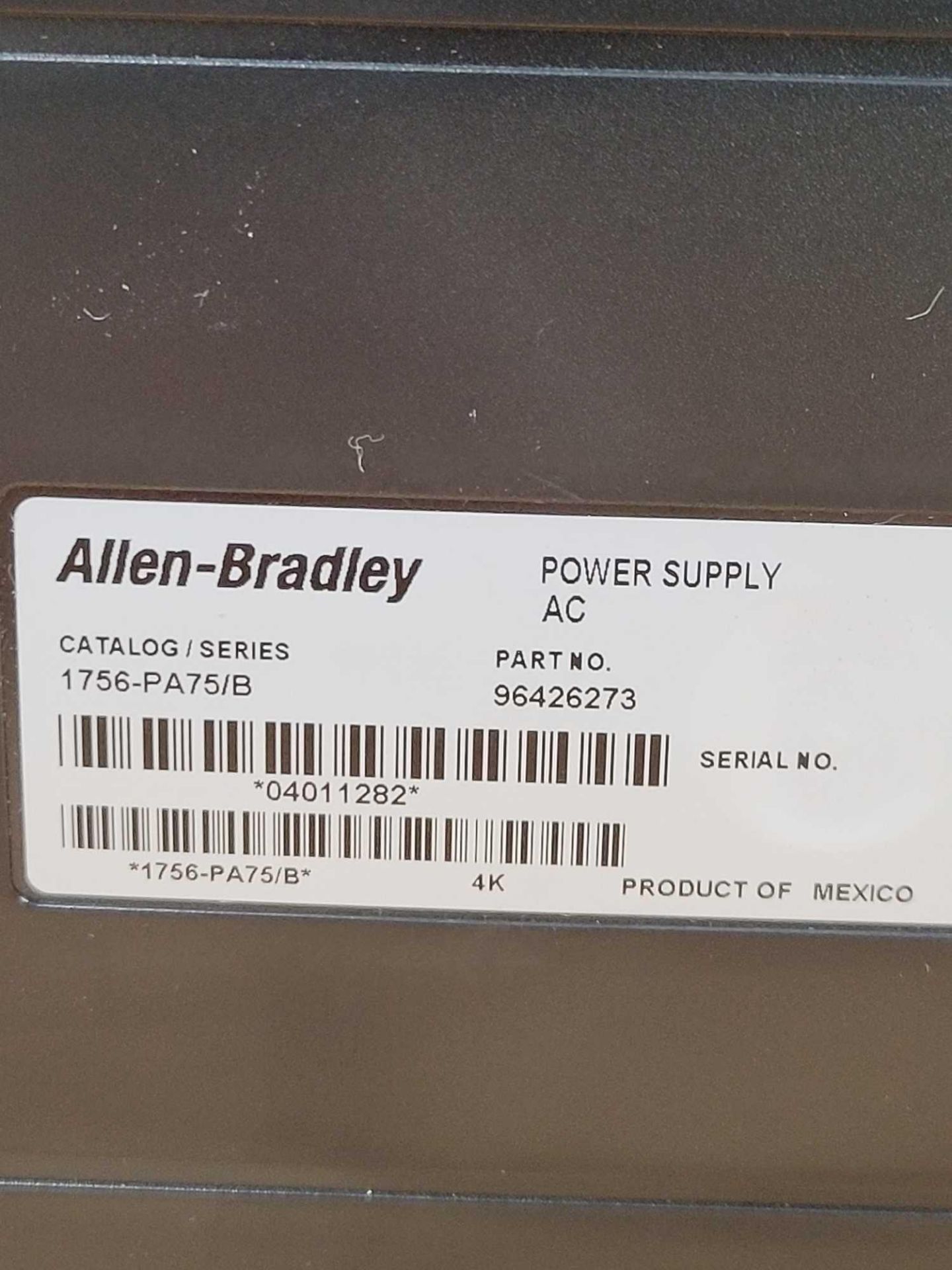 ALLEN BRADLEY 1756-PA75/B with 1756-A10 / Series B Power Supply with Series B 10 Slot Chassis  /  Lo - Image 7 of 8