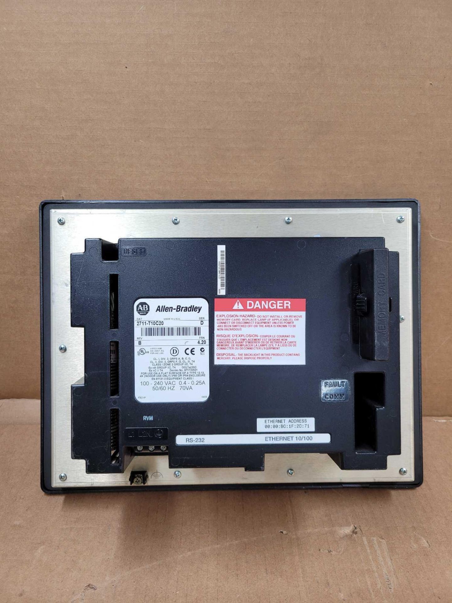 ALLEN BRADLEY 2711-T10C20 / Series D PanelView 1000 Operator Interface  /  Lot Weight: 6.6 lbs - Image 2 of 5