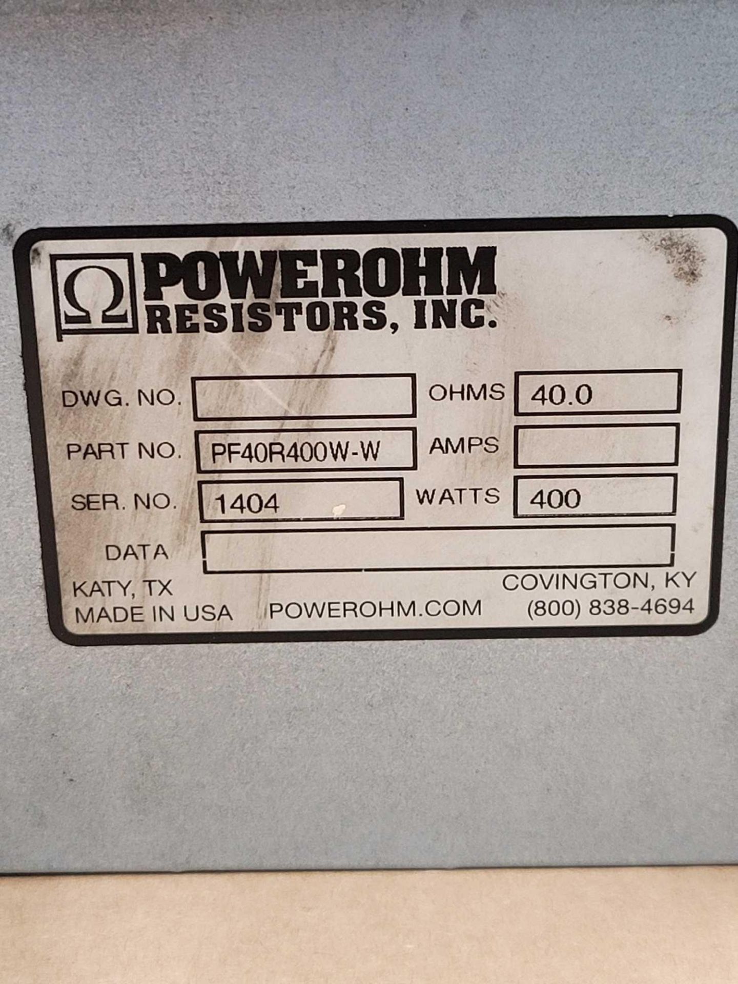 LOT OF 2 POWEROHM PF40R400W-W / Braking Resistor  /  Lot Weight: 13.0 lbs - Image 2 of 5