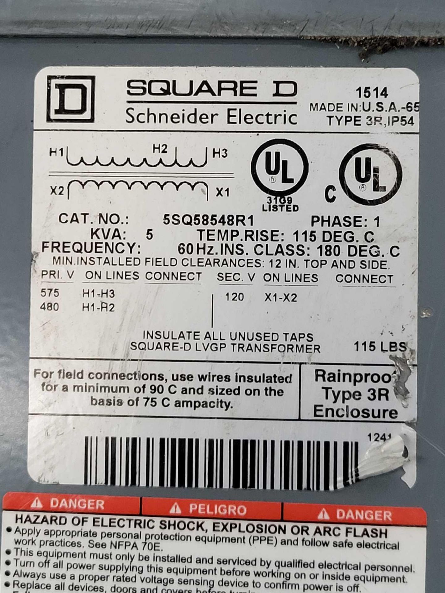 SQUARE D 5SQ58548R1 / Transformer  /  Lot Weight: 120 lbs - Image 6 of 7