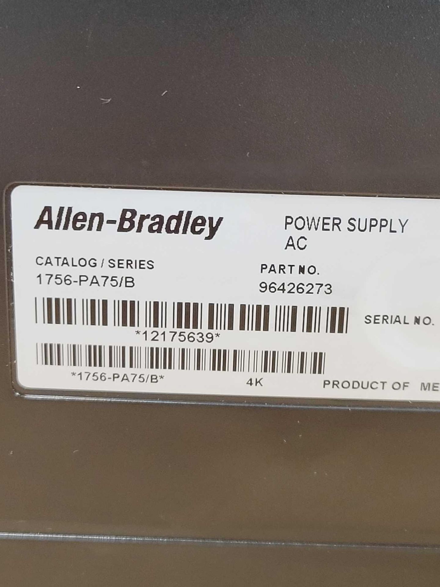 ALLEN BRADLEY 1756-PA75/B with 1756-A10B  /  Series B Power Supply with Series B 10 Slot Chassis  / - Image 10 of 10