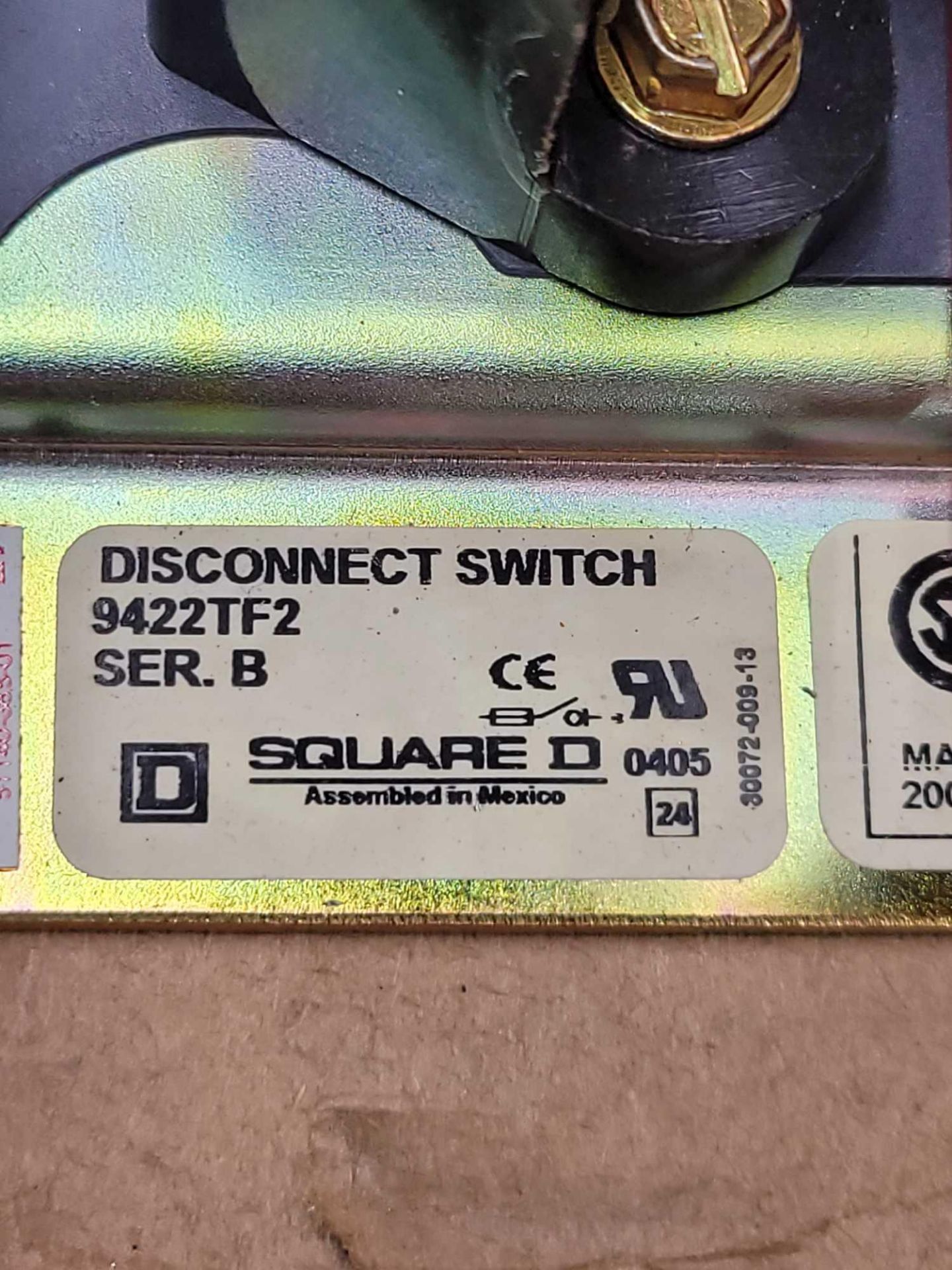 SQUARE D 9422TF2 / Series B Disconnect Switch  /  Lot Weight: 17.6 lbs - Image 3 of 6