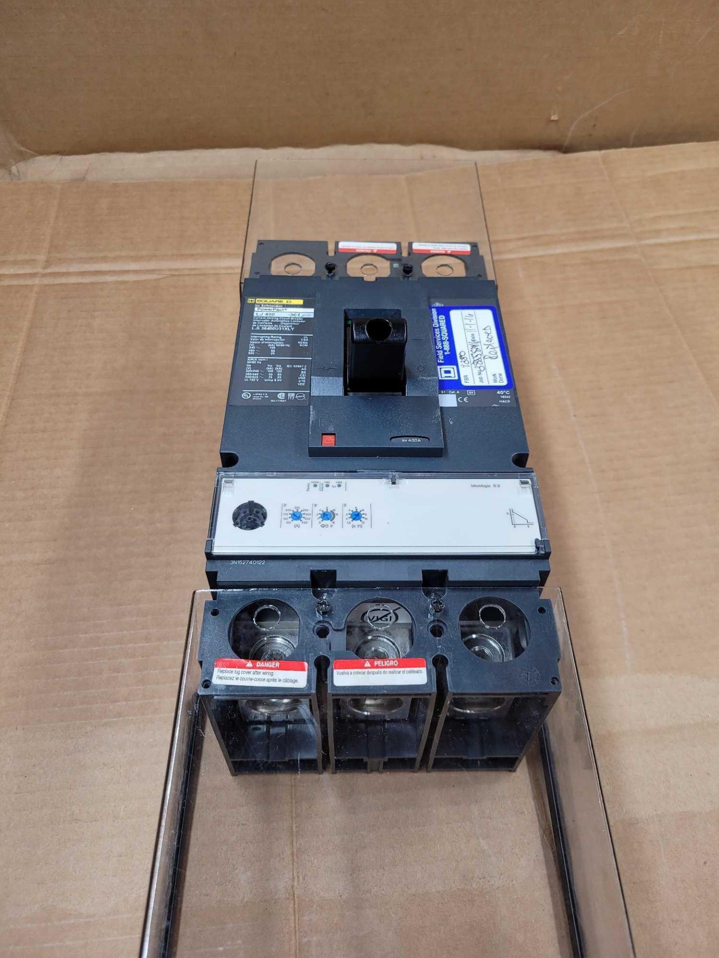 SQUARE D LJL36400U31XLY / 400 Amp Molded Case Circuit Breaker  /  Lot Weight: 13.0 lbs