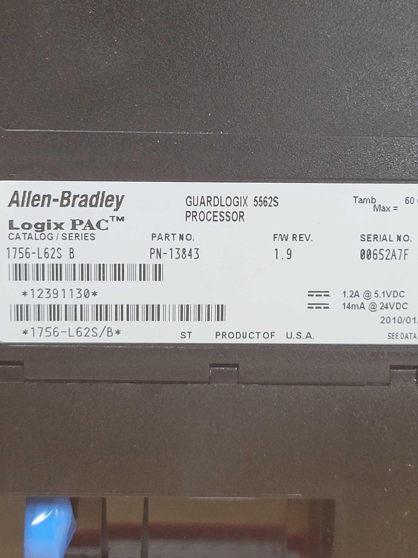 ALLEN BRADLEY 1756-L62S / Series B GuardLogix 5562S Processor  /  Lot Weight: 0.6 lbs - Image 6 of 7