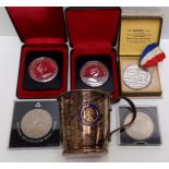 2 CASED CANADIAN ONE DOLLAR COMMONWEALTH 1978 COINS, 1953 FIVE SHILLING ETC.